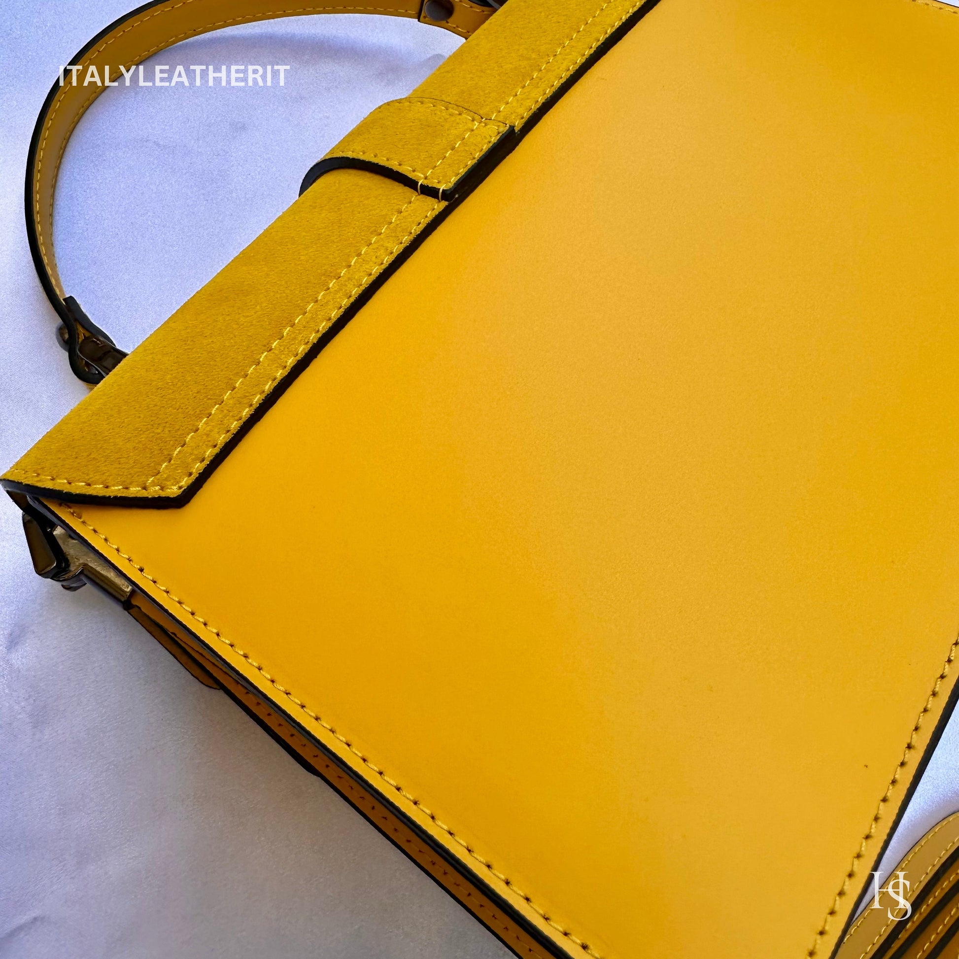 Italian Handmade Leather Bags For Women | Elegant Leather Tote From Florence | Made in Italy Yellow Tote Bag