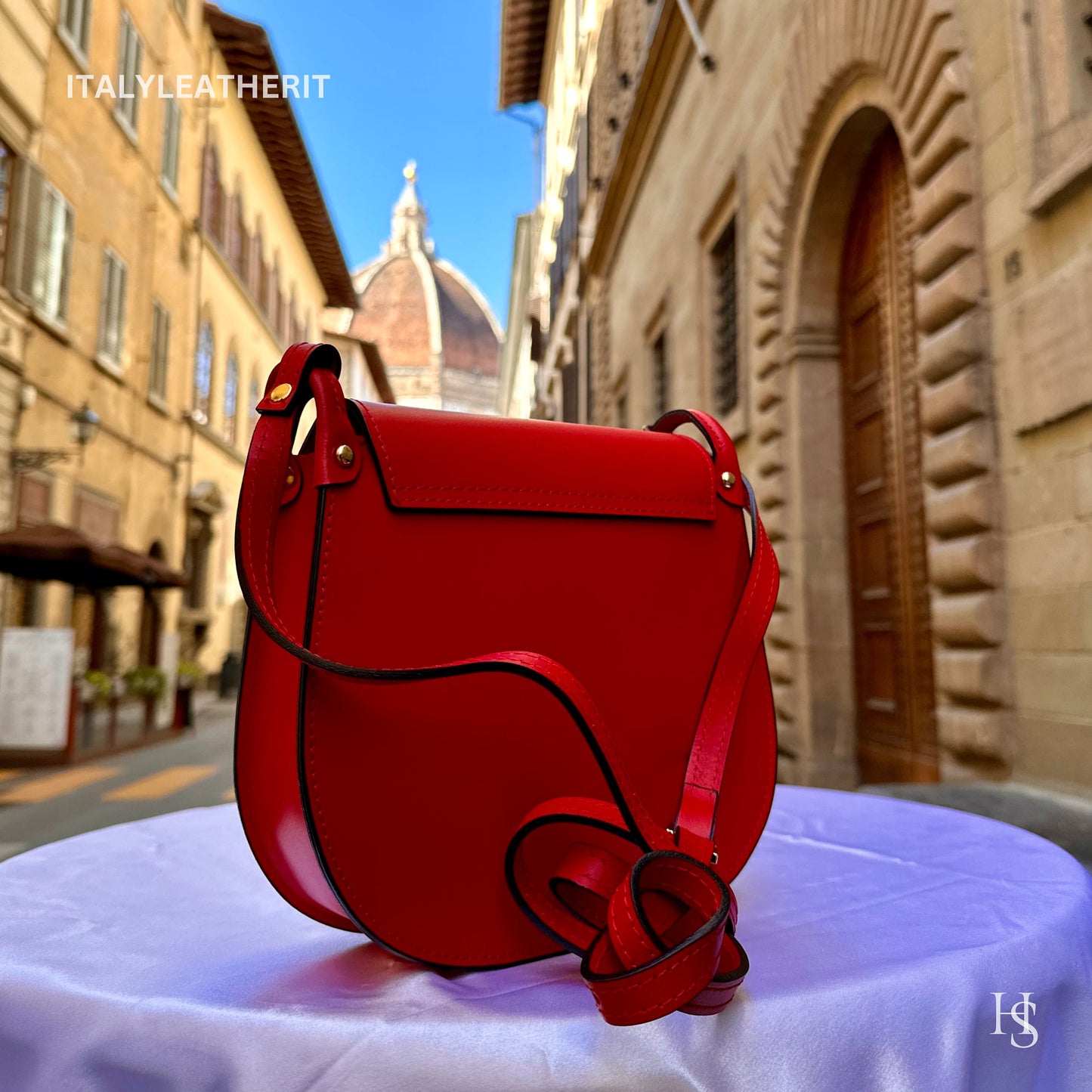 Italian Handmade Leather Bags For Women | Elegant Leather Tote From Florence | Red Crossbody Bag