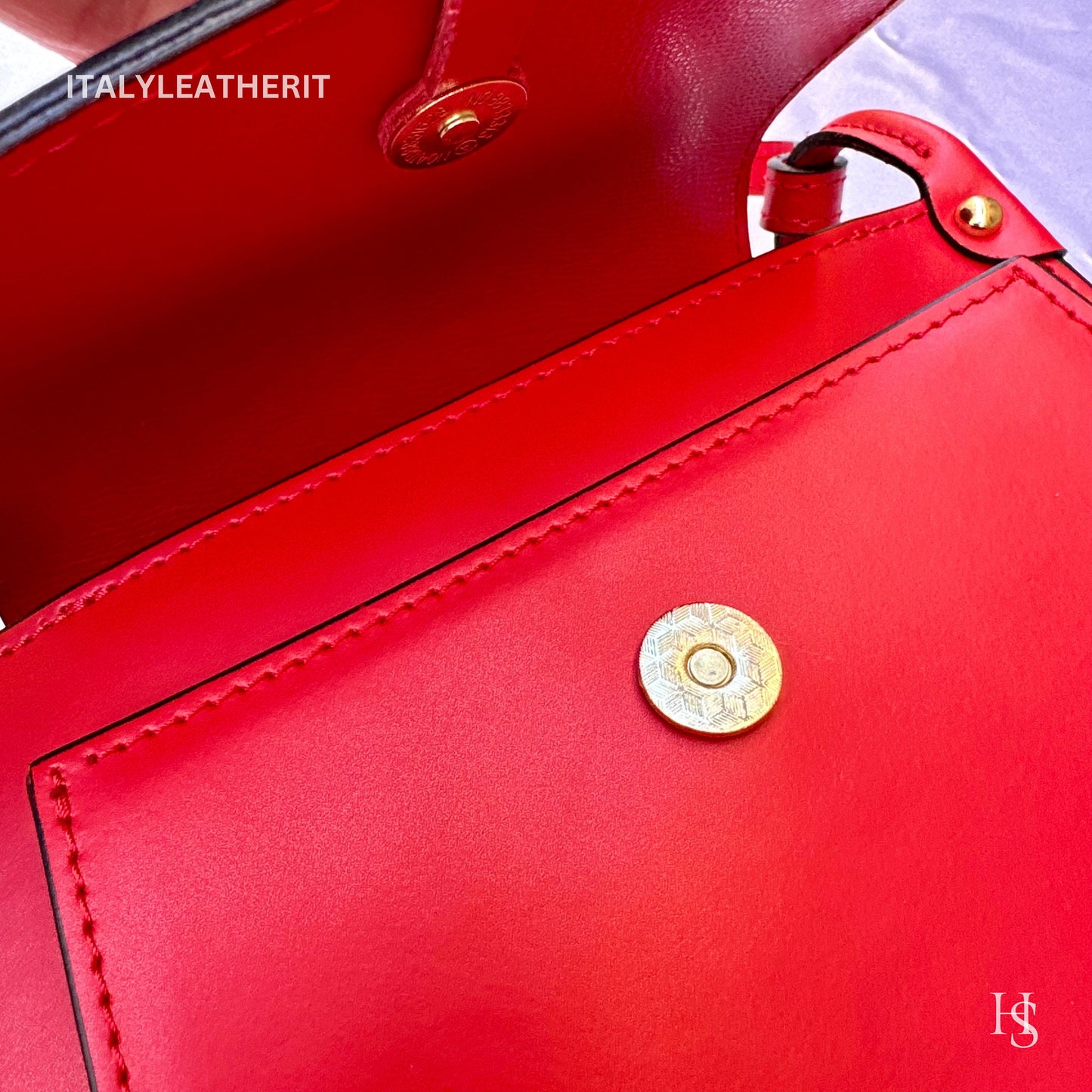 Italian Handmade Leather Bags For Women | Elegant Leather Tote From Florence | Red Crossbody Bag