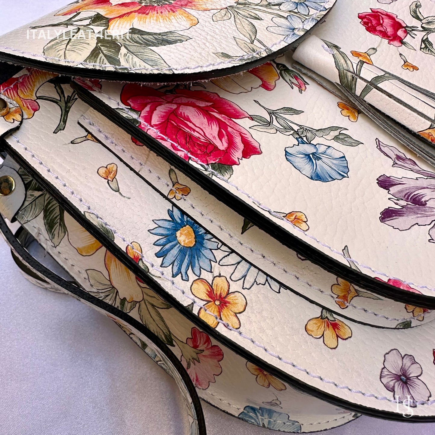 Italian Handmade Leather Bags For Women l l Elegant Leather Tote From Florence, Crossbody bag, Made in Italy, Flower bag
