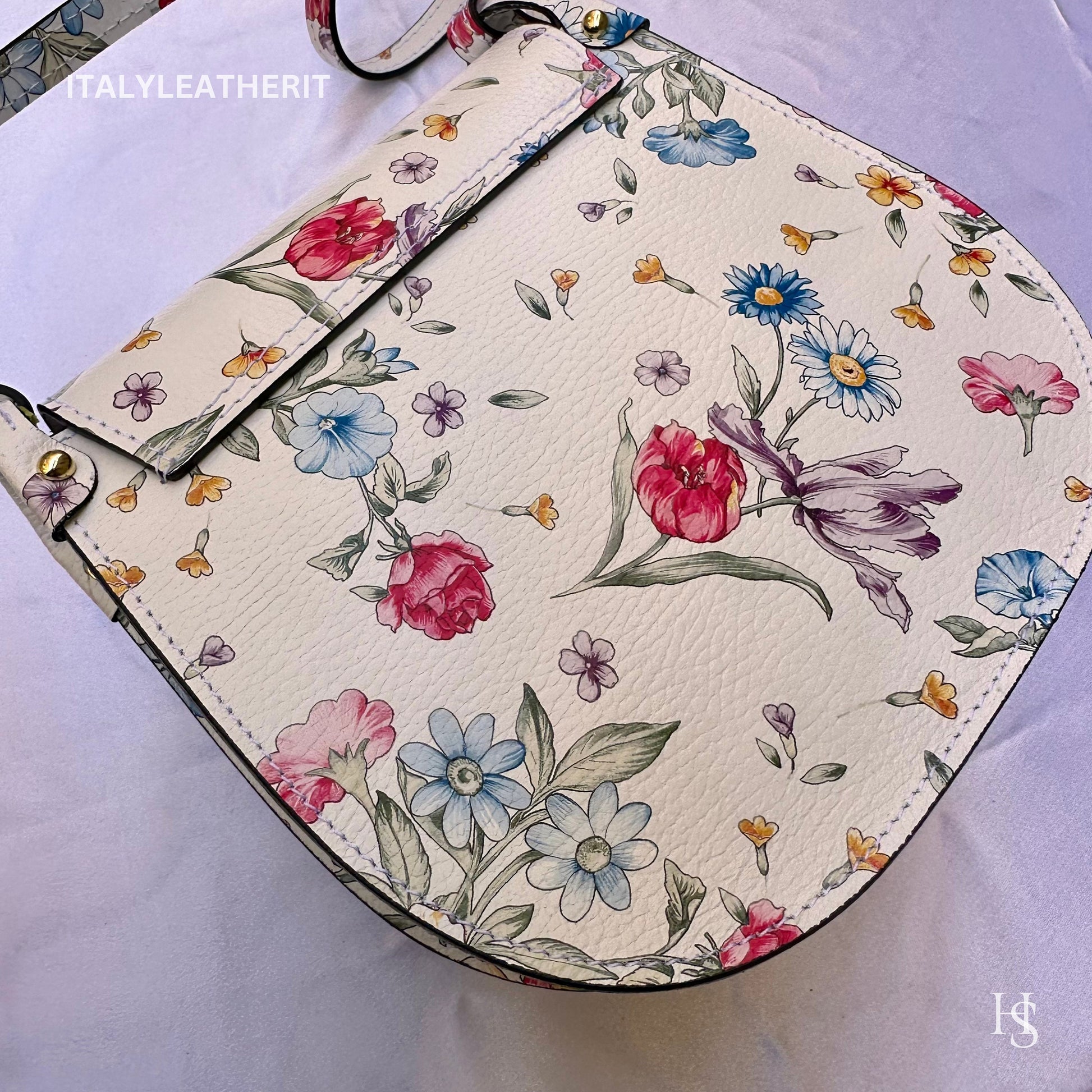 Italian Handmade Leather Bags For Women l l Elegant Leather Tote From Florence, Crossbody bag, Made in Italy, Flower bag