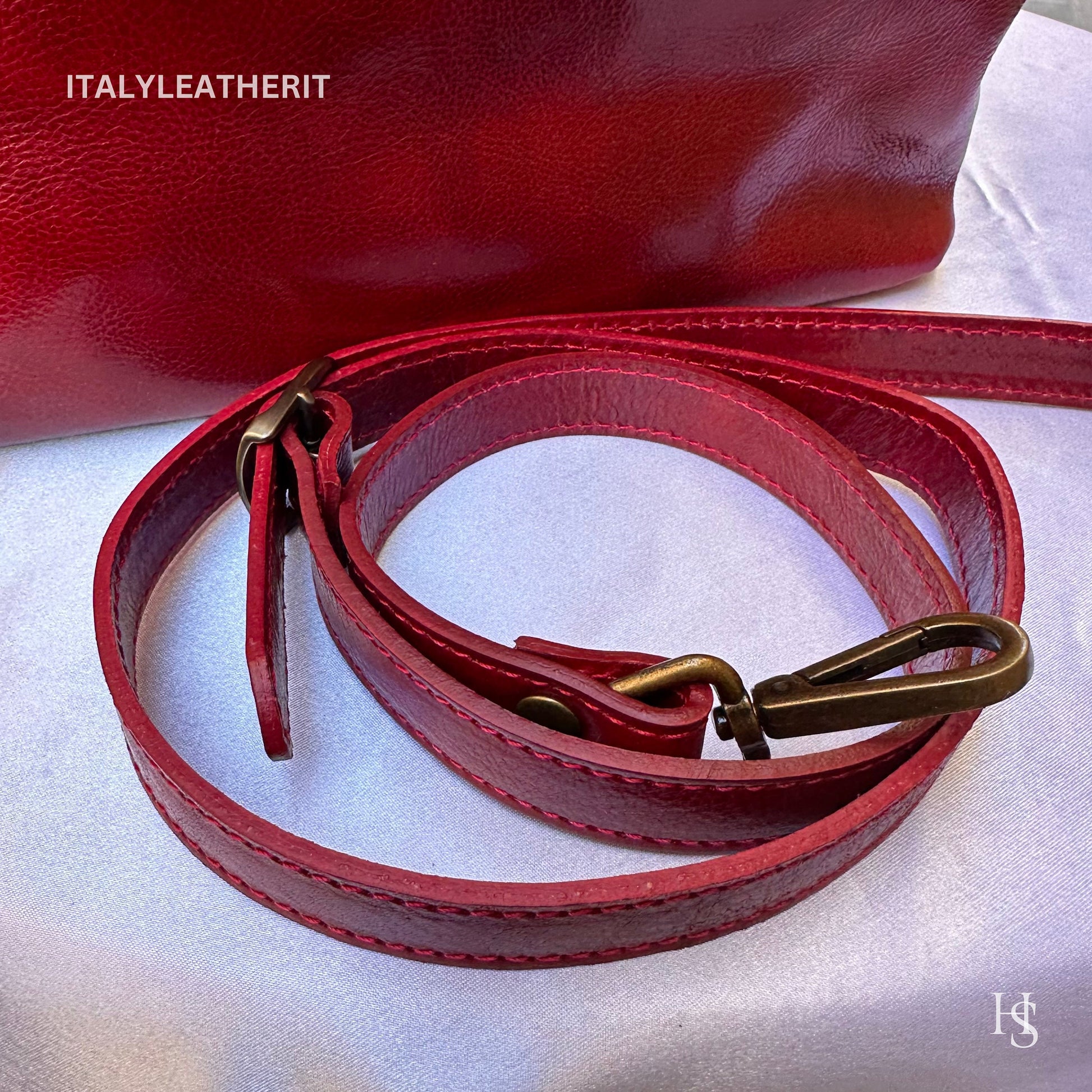 Italian Handmade Leather Bags For Women l l Elegant Leather Tote From Florence, Red leather tote