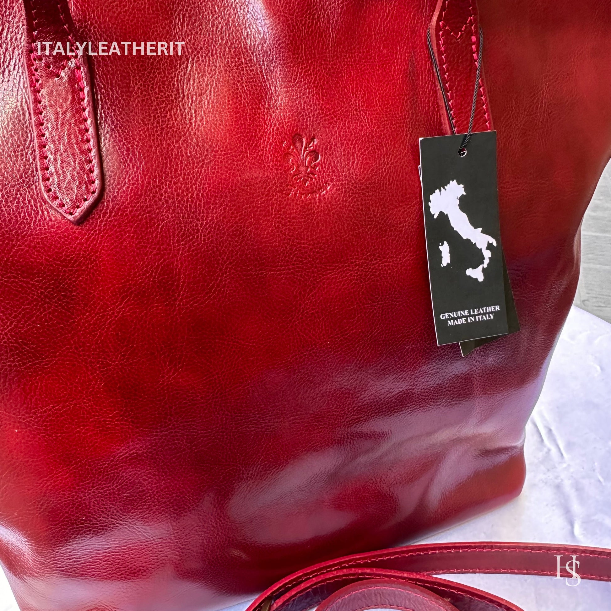 Italian Handmade Leather Bags For Women l l Elegant Leather Tote From Florence, Red leather tote
