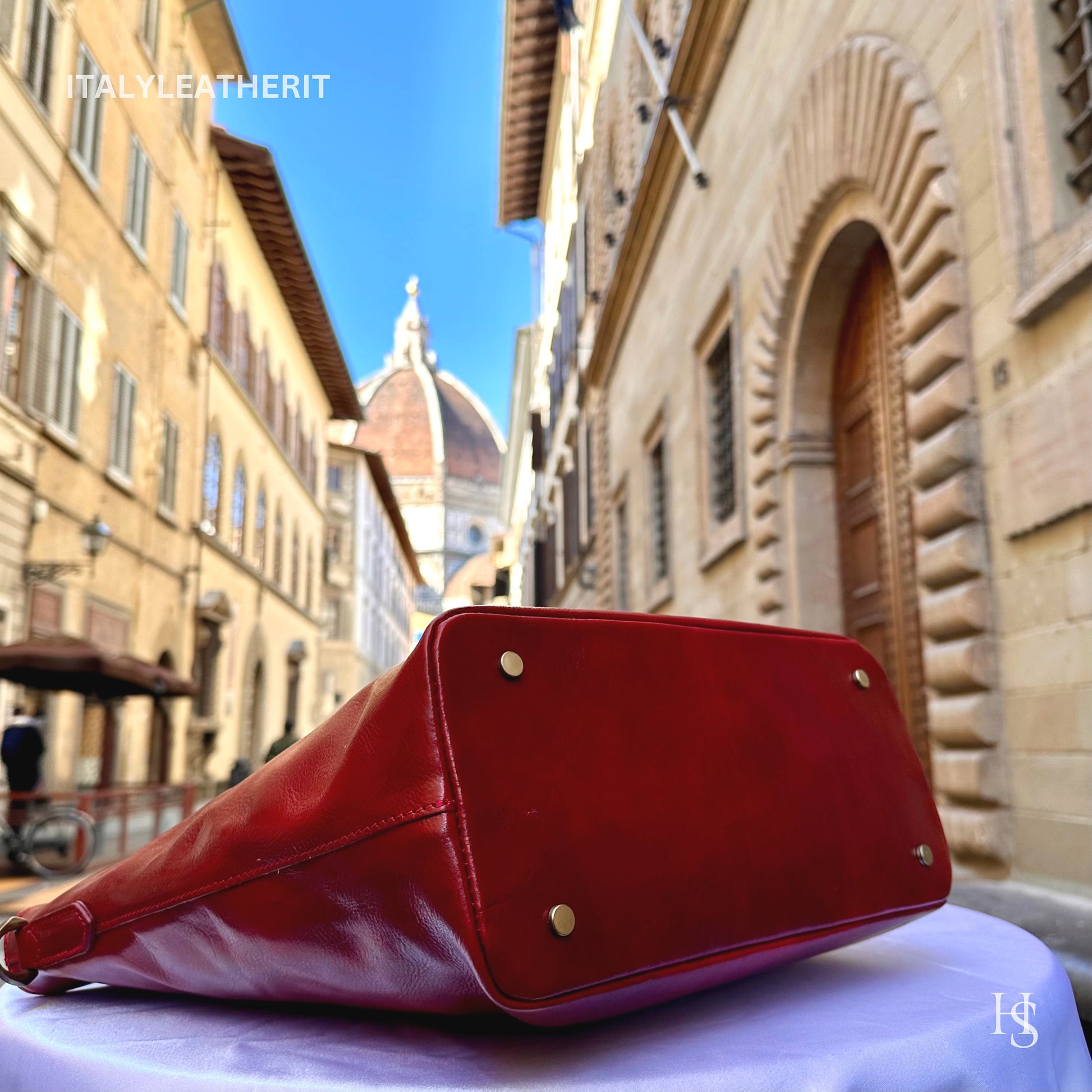 Italian Handmade Leather Bags For Women l l Elegant Leather Tote From Florence, Red leather tote