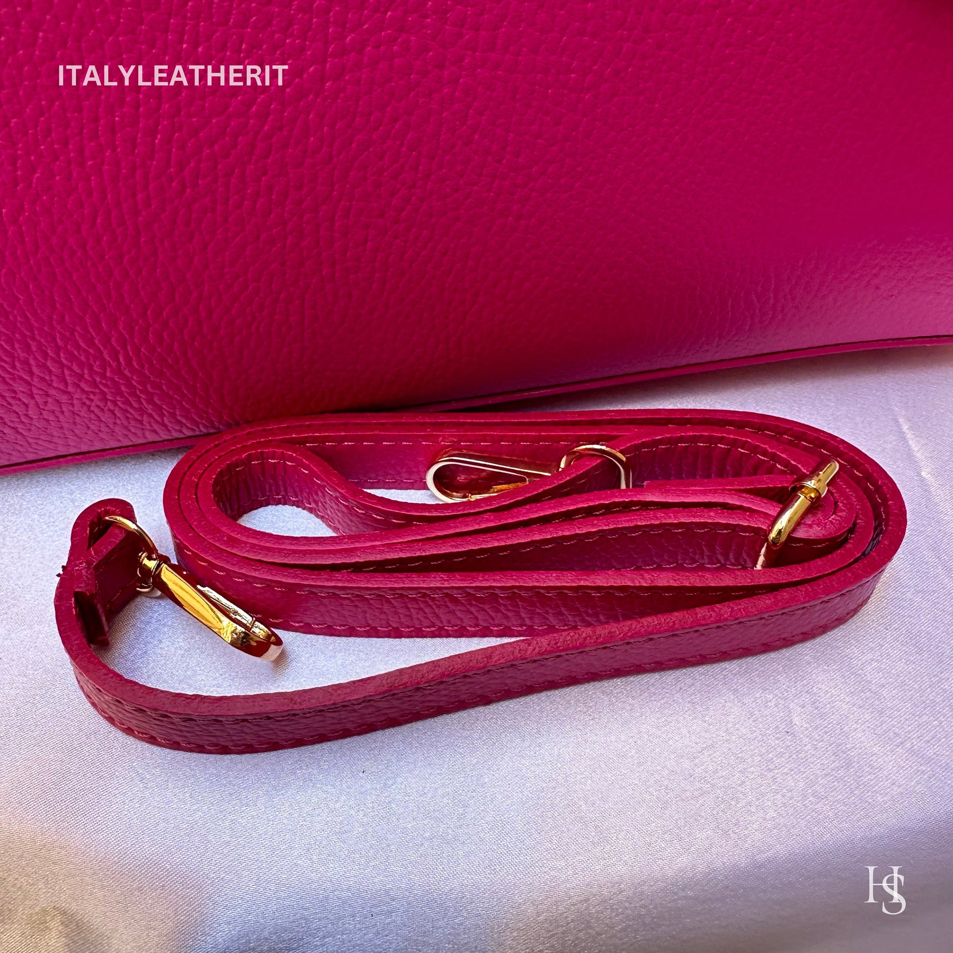 Italian Handmade Leather Bags For Woman l l Elegant Leather Tote From Florence, Fuchsiabag, Lock bag
