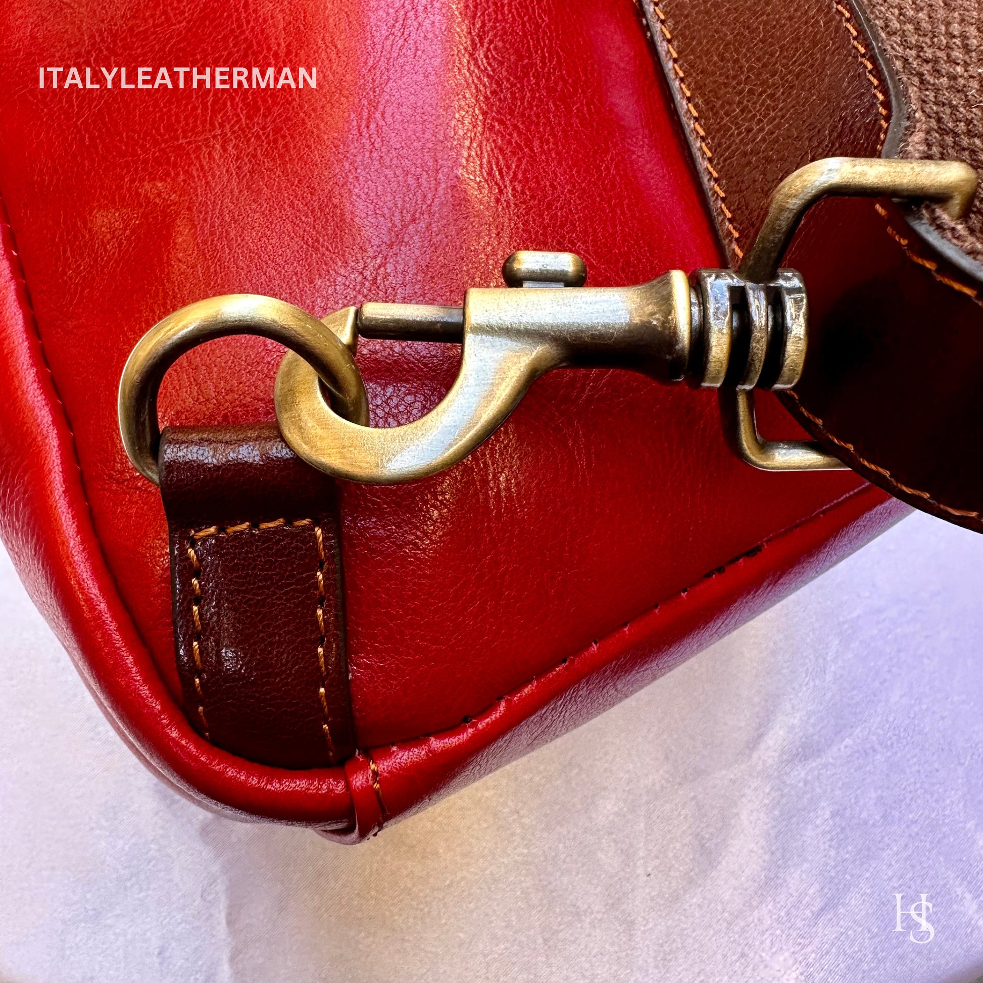 Italian Handmade Leather Sling Bags for Unisex Made In Italy from Florence | Waist Bag | Leather Fanny Pack, Red sling bag