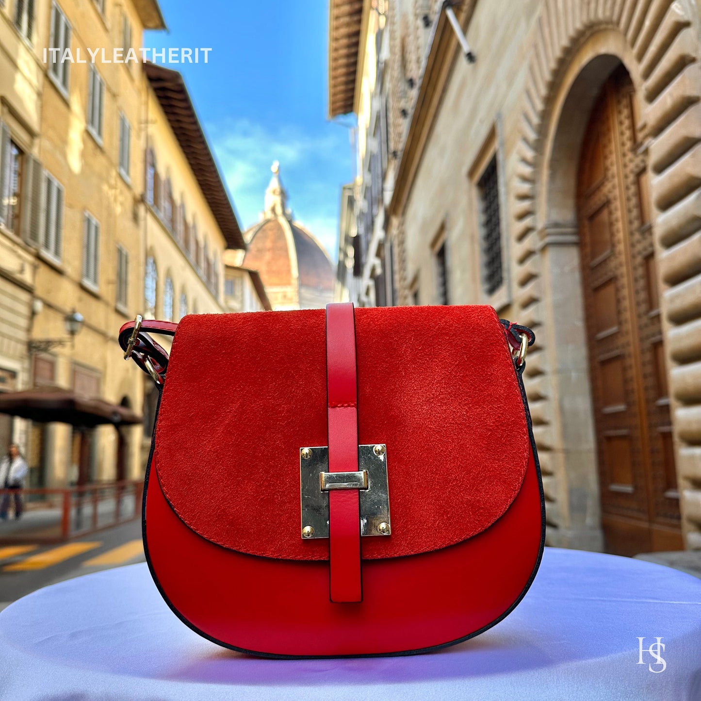 Italian Handmade Leather Bags For Women | Elegant Red Leather Tote From Florence, Red Crossbody Bag