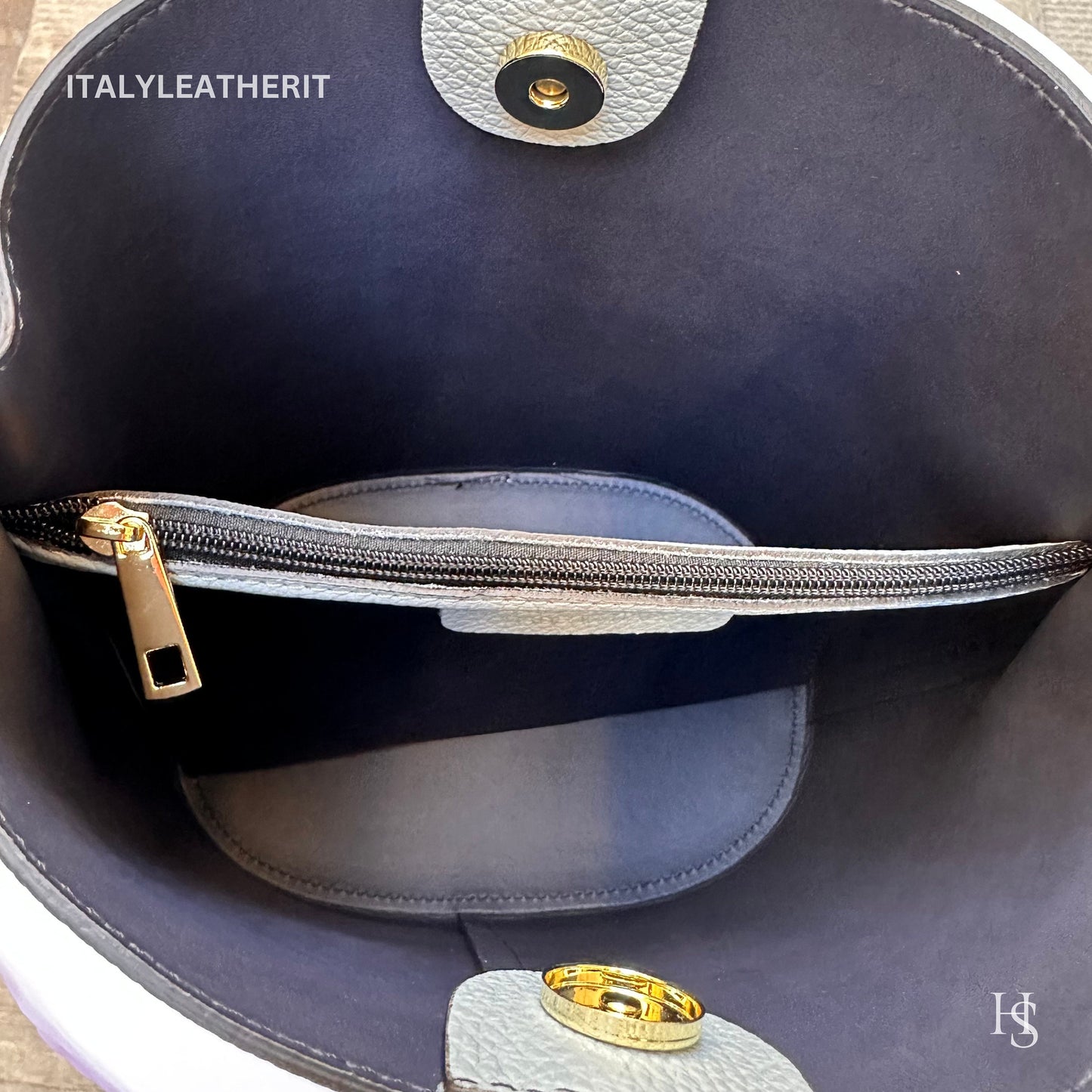 Italian Handmade Leather Bags For Woman l Elegant Leather Tote From Florence | Made in Italy, Bucket bag, light blue