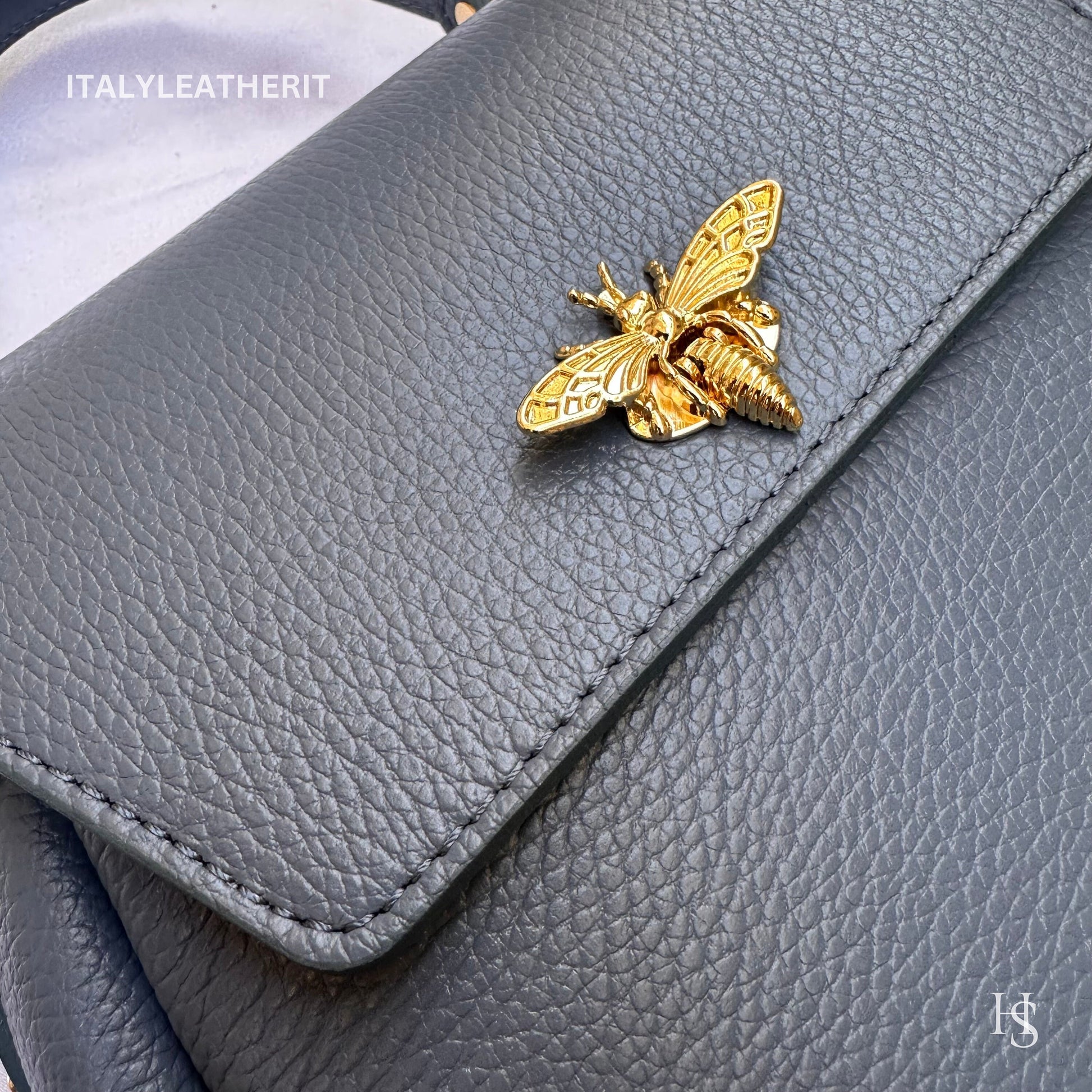 Italian Handmade Leather Bags For Women l l Elegant Leather Tote From Florence with bee-shaped lobster clasp closure