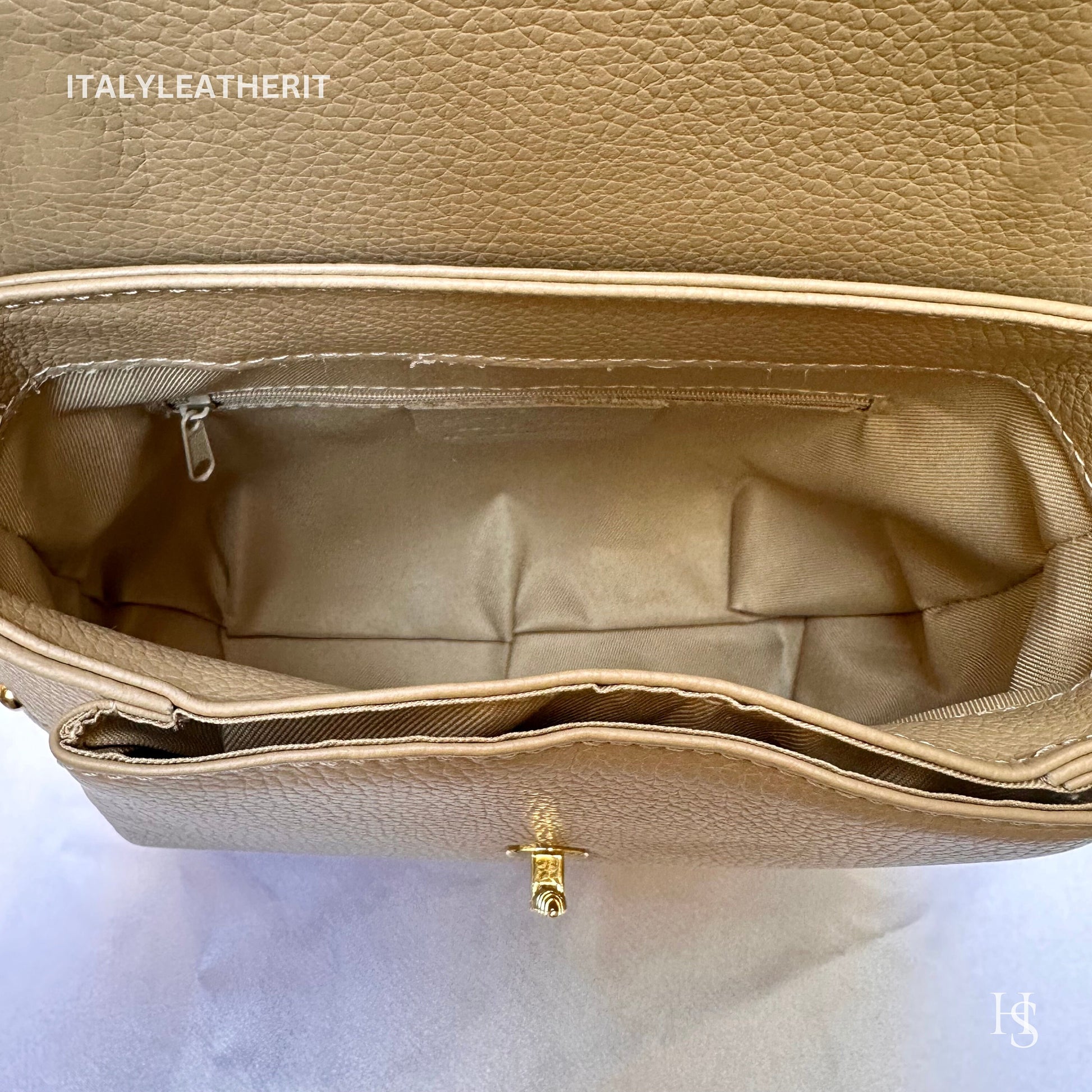Italian Handmade Leather Bags For Women l l Elegant Leather Tote From Florence with bee-shaped lobster clasp closure
