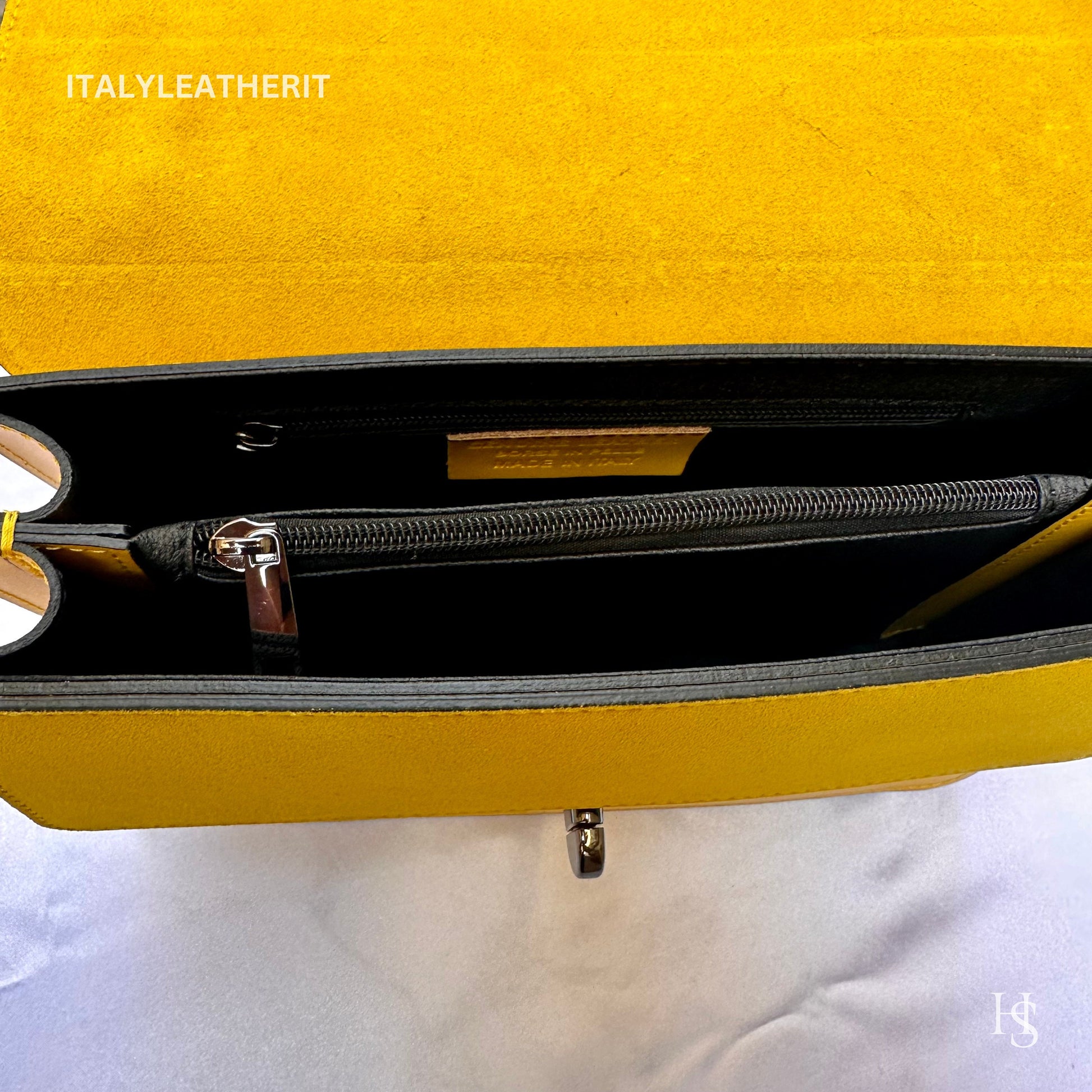 Italian Handmade Leather Bags For Women | Elegant Leather Tote From Florence | Made in Italy Yellow Tote Bag