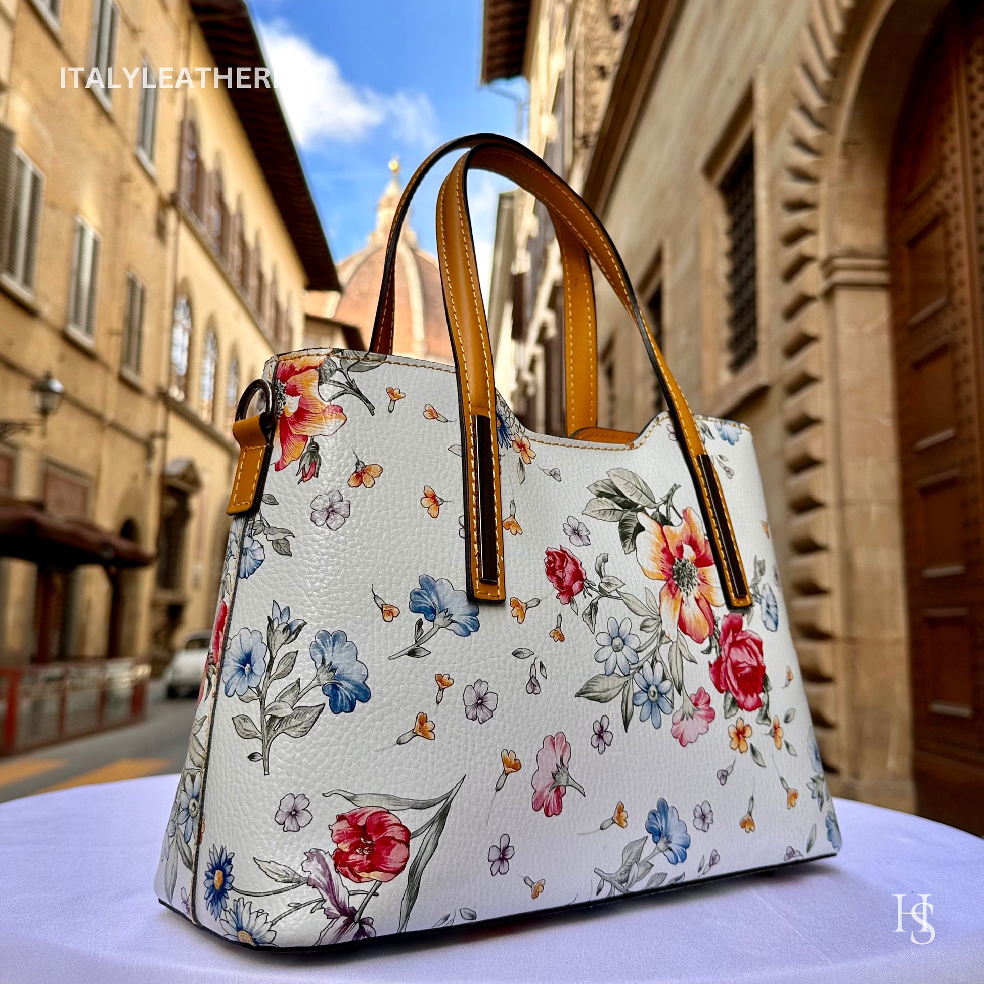Italian Handmade Leather Bags For Woman l l Elegant Leather Tote From Florence || Made in Italy , Flower Purse
