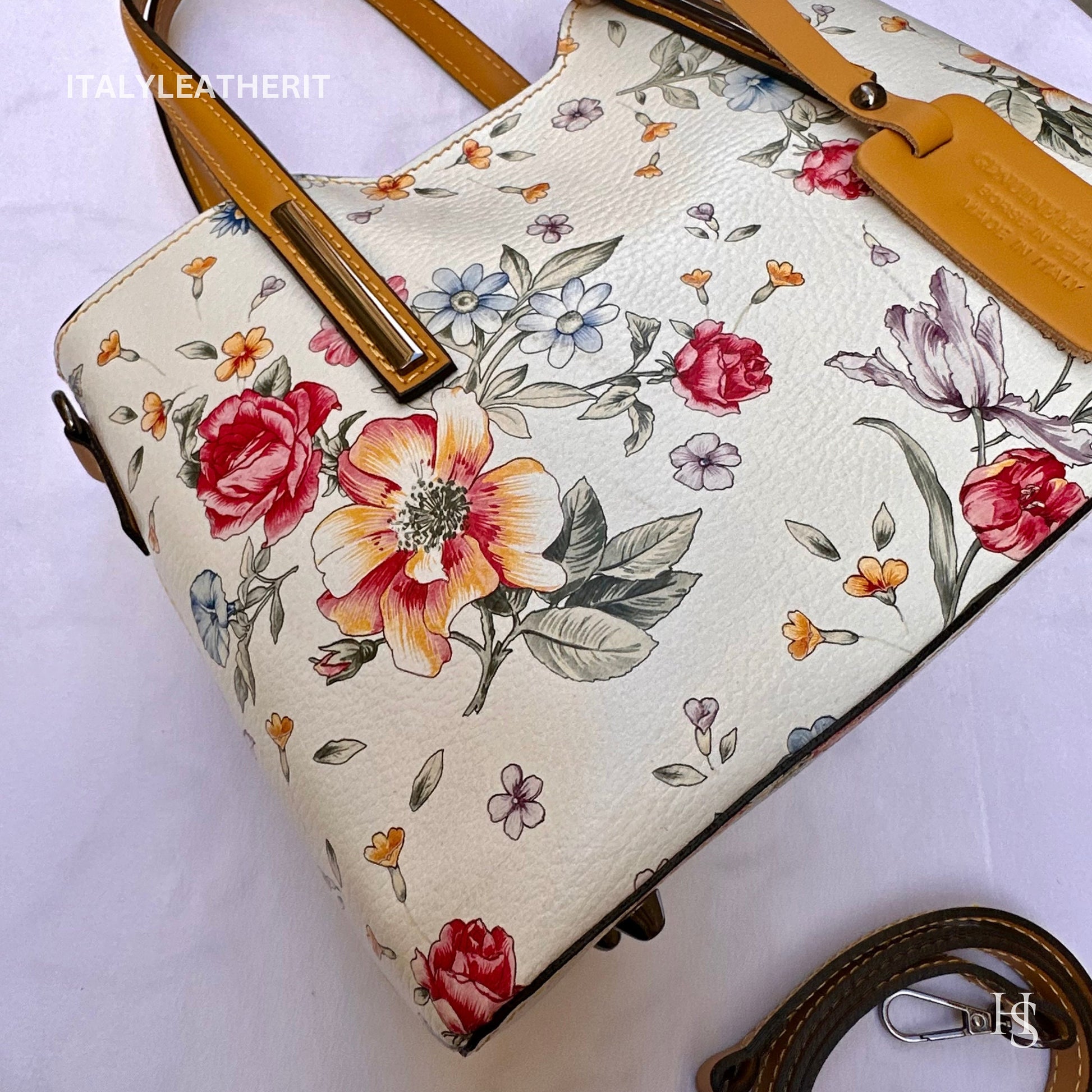 Italian Handmade Leather Bags For Woman l l Elegant Leather Tote From Florence || Made in Italy , Flower Purse