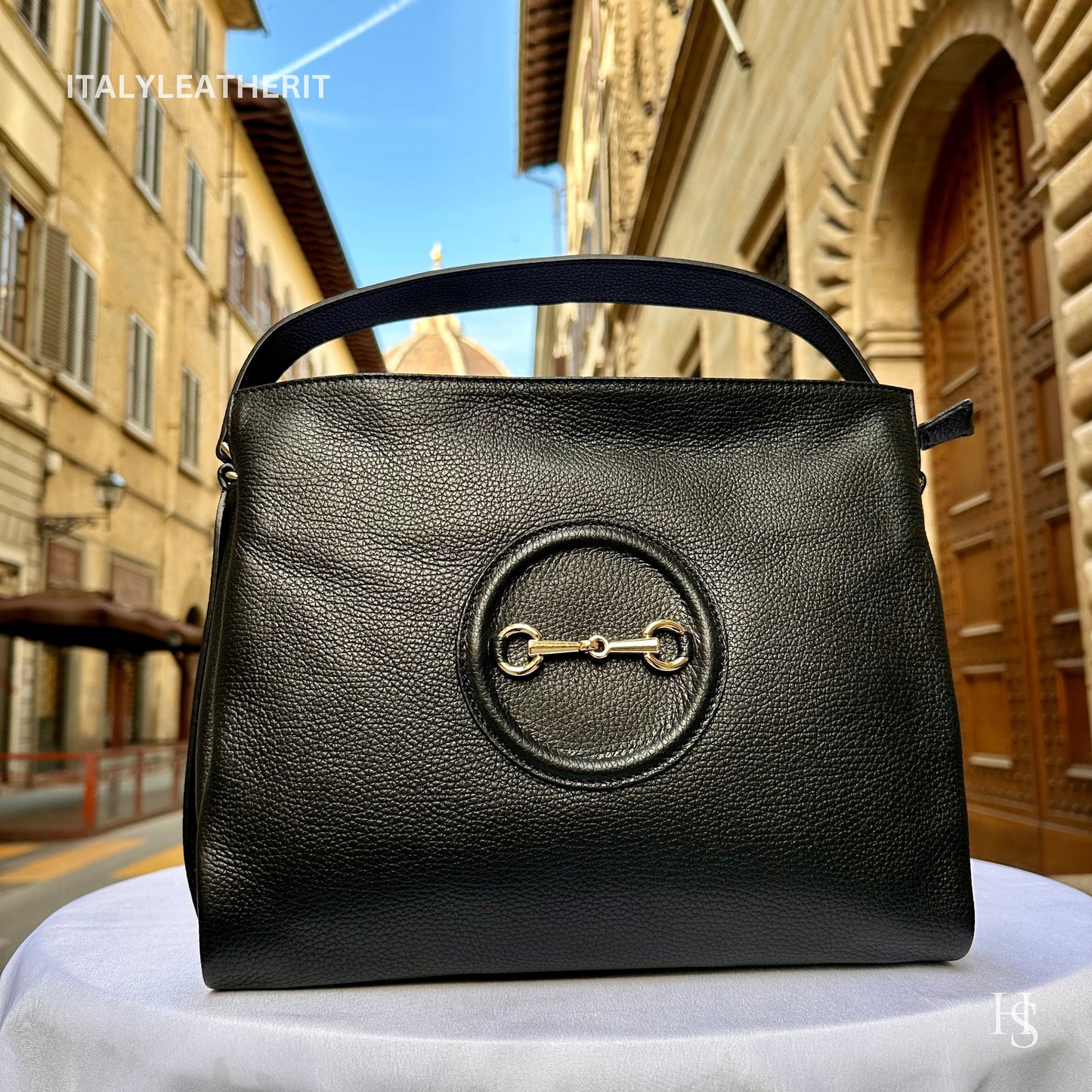 Italian Handmade Leather Bags For Women l l Elegant Leather Tote From Florence, Made in Italy, Black bag