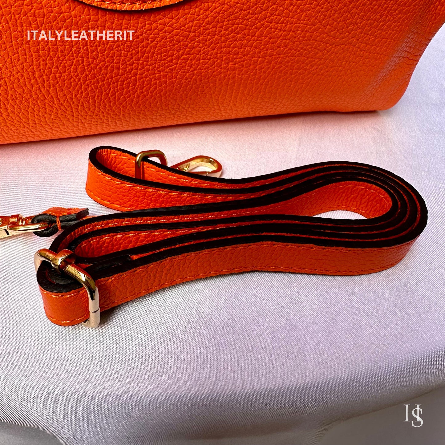 Italian Handmade Leather Bags For Women l l Elegant Leather Tote From Florence, Made in Italy, Orange Tote