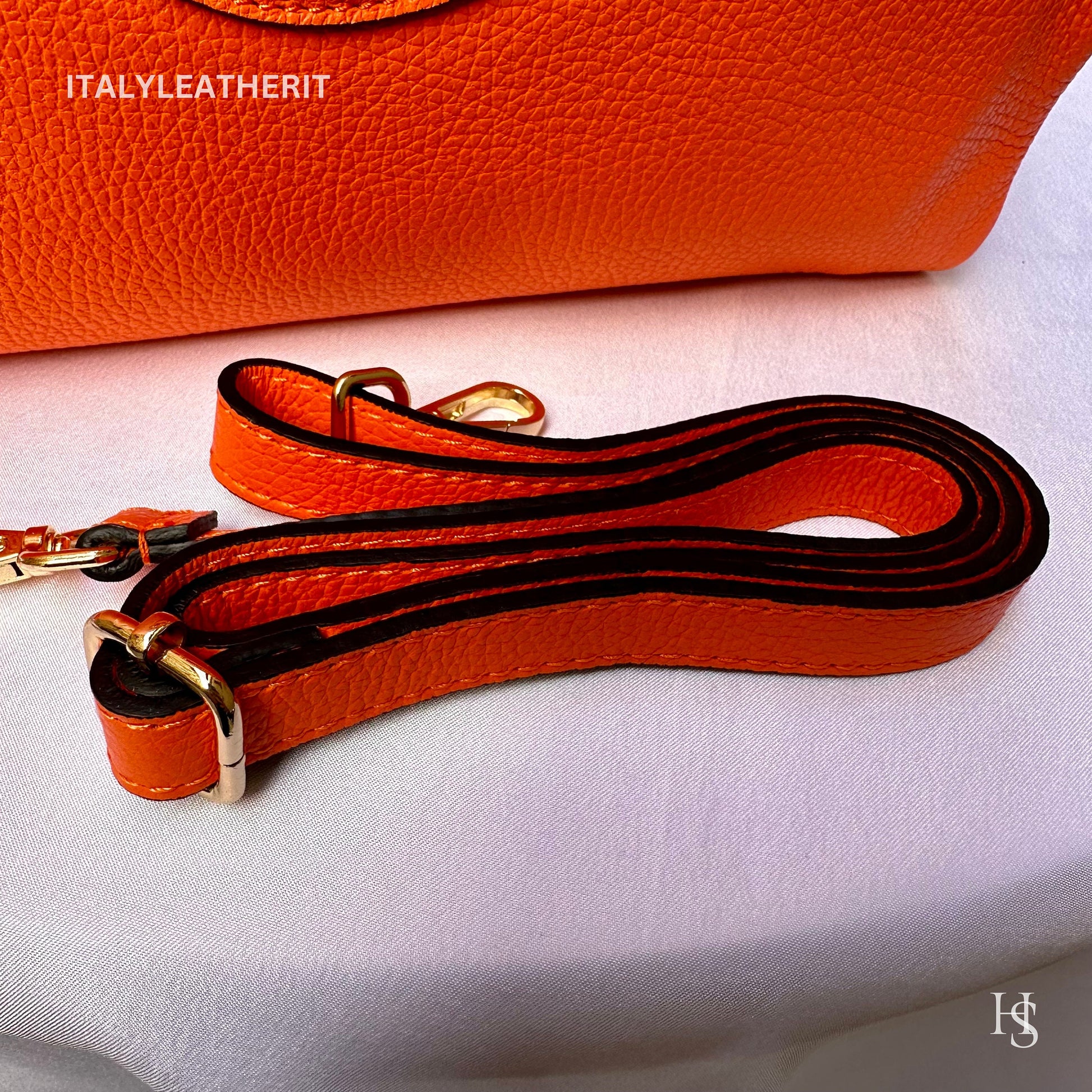 Italian Handmade Leather Bags For Women l l Elegant Leather Tote From Florence, Made in Italy, Orange Tote
