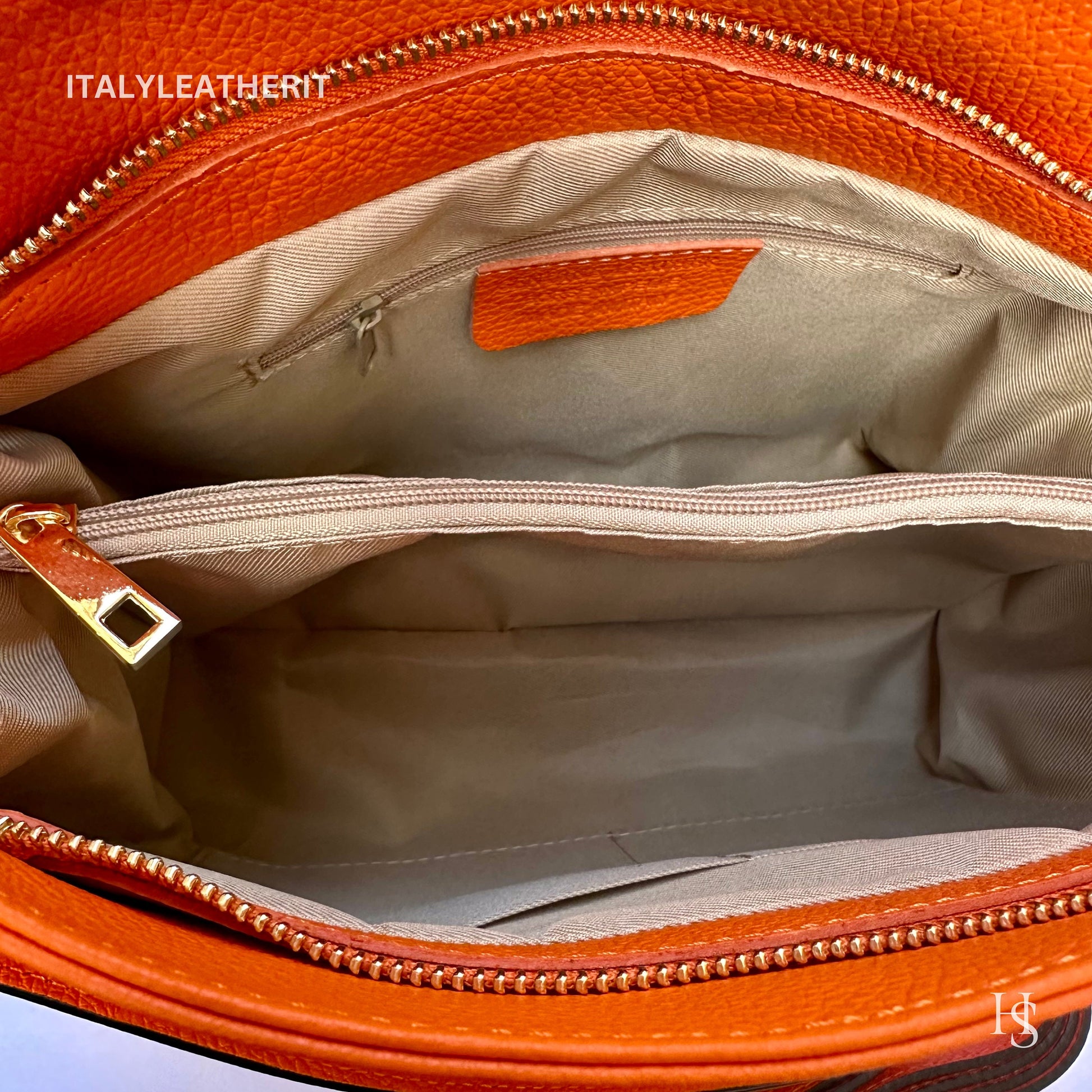 Italian Handmade Leather Bags For Women l l Elegant Leather Tote From Florence, Made in Italy, Orange Tote