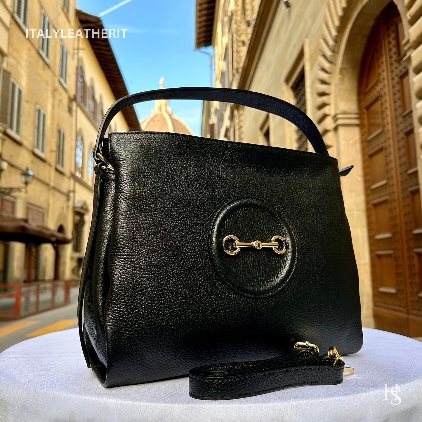 Italian Handmade Leather Bags For Women l l Elegant Leather Tote From Florence, Made in Italy, Black bag