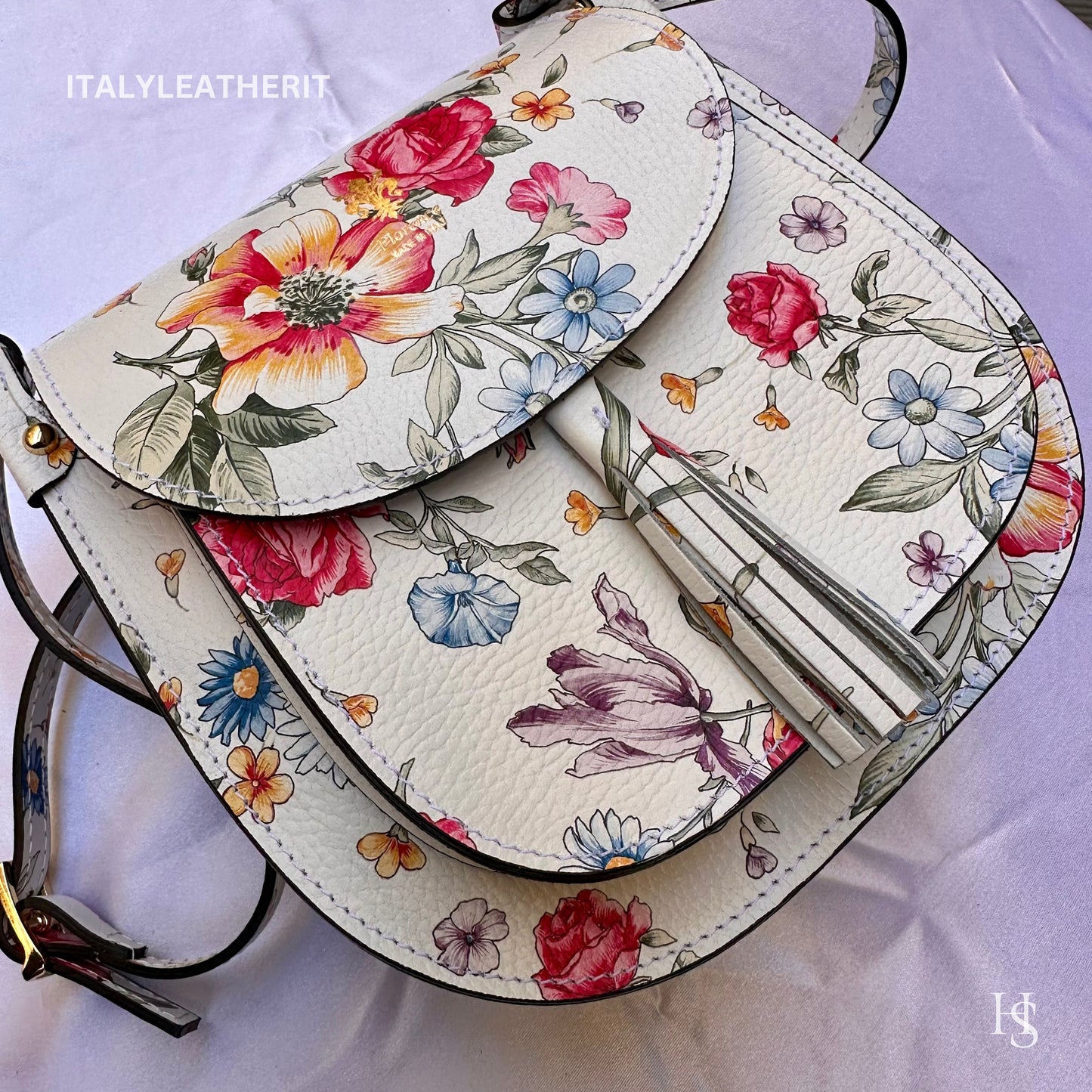 Italian Handmade Leather Bags For Women l l Elegant Leather Tote From Florence, Crossbody bag, Made in Italy, Flower bag