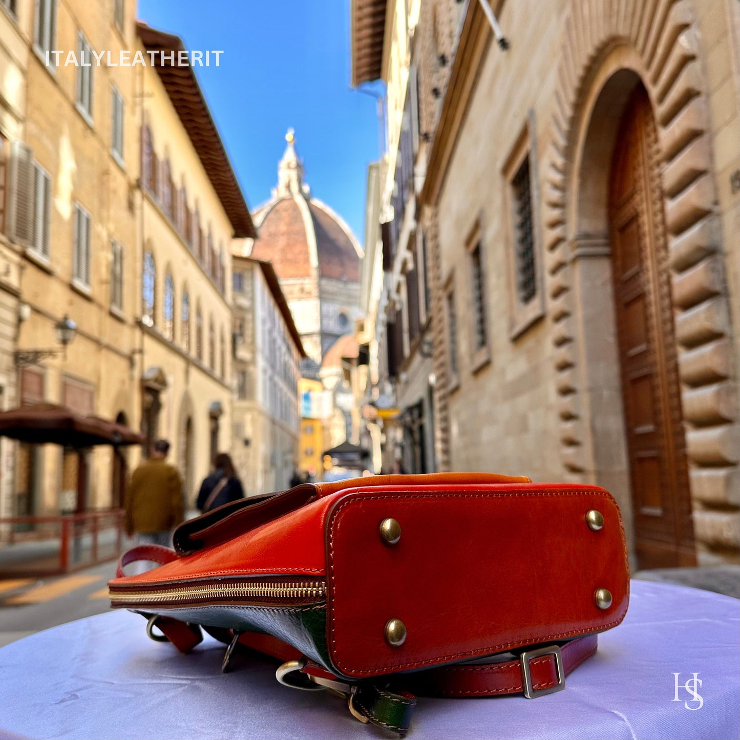 Italian Unisex Handmade Tuscan Leather Backpack From Florence, Made In Italy, Computer bag, multicolor backpack