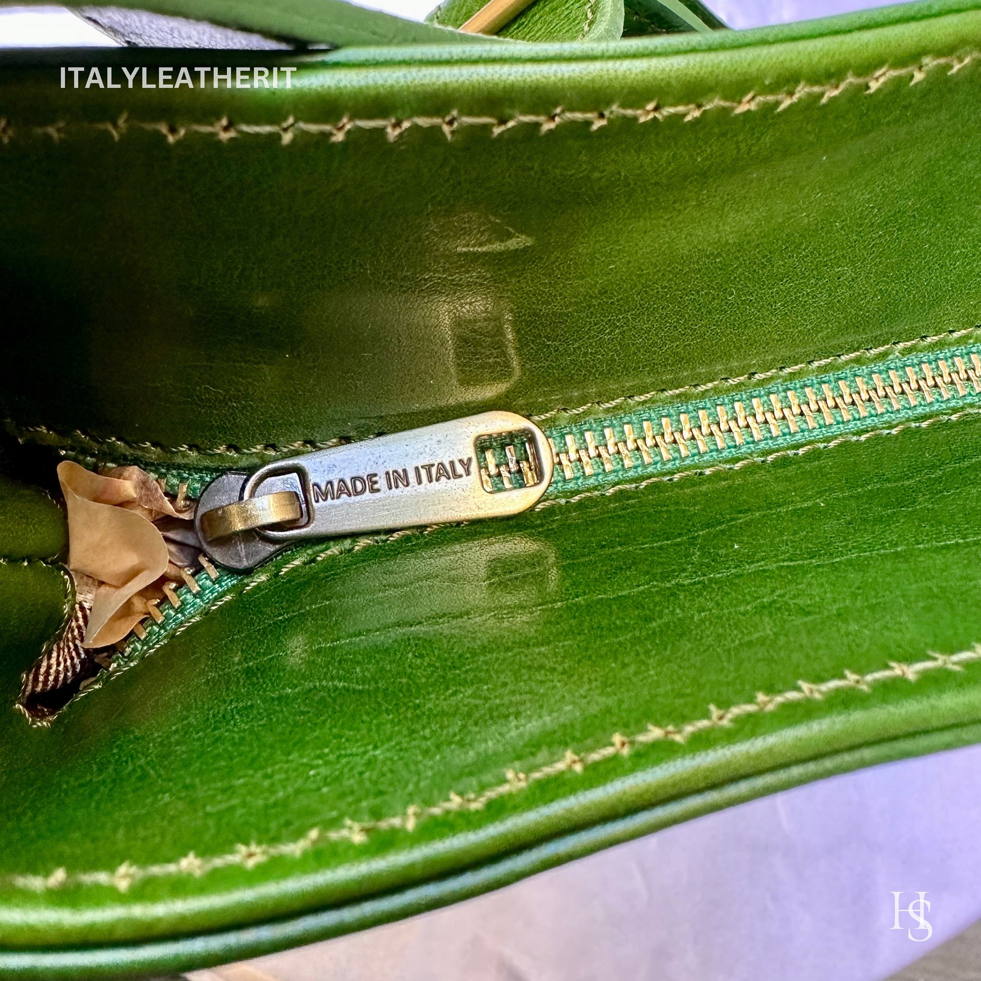 Italian Handmade Leather Bags For Women l l Elegant Leather Tote From Florence, Made in Italy, Green Leather purse