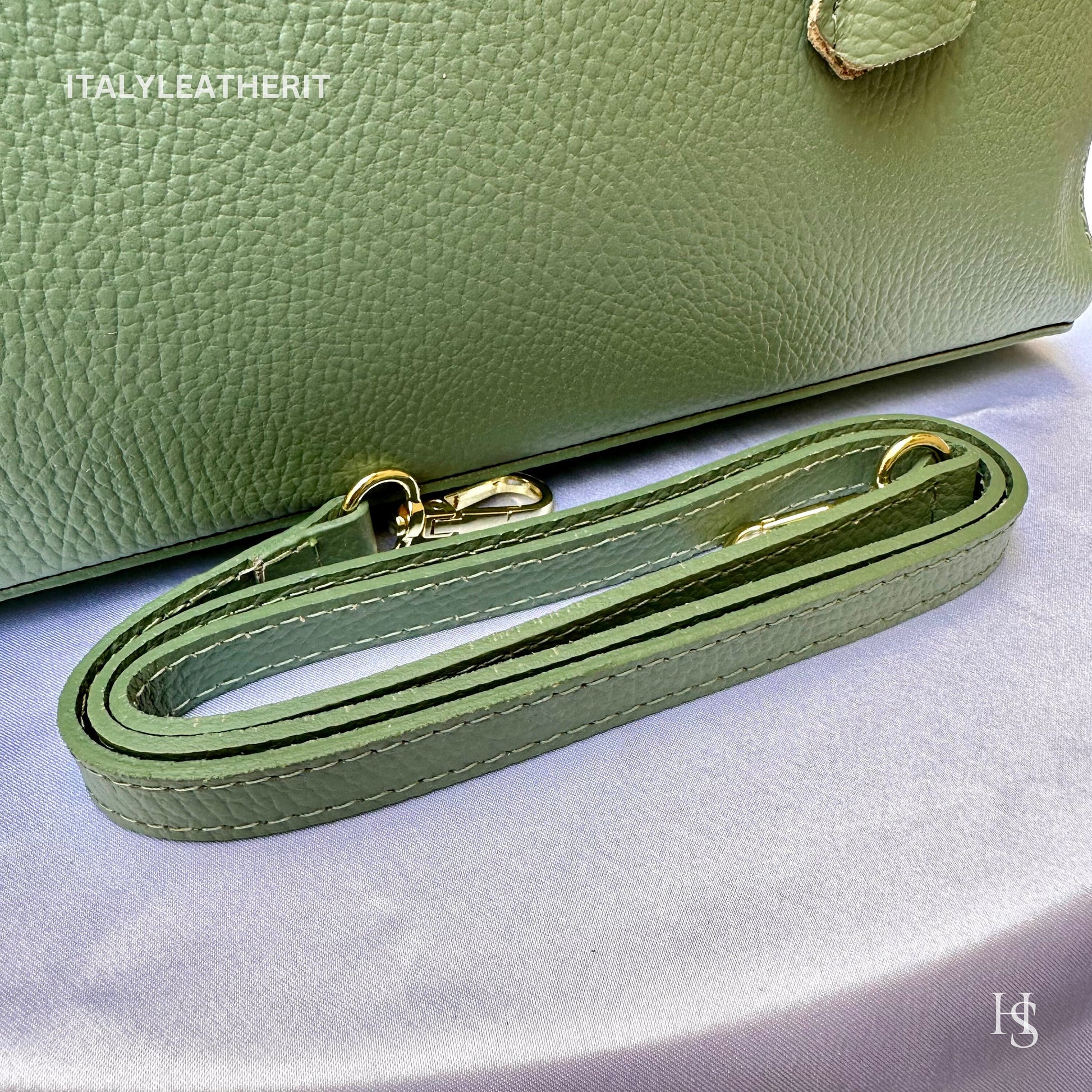 Italian Handmade Leather Bags For Women l l Elegant Leather Tote From Florence, pistachio bag, Lock bag, Made in Italy