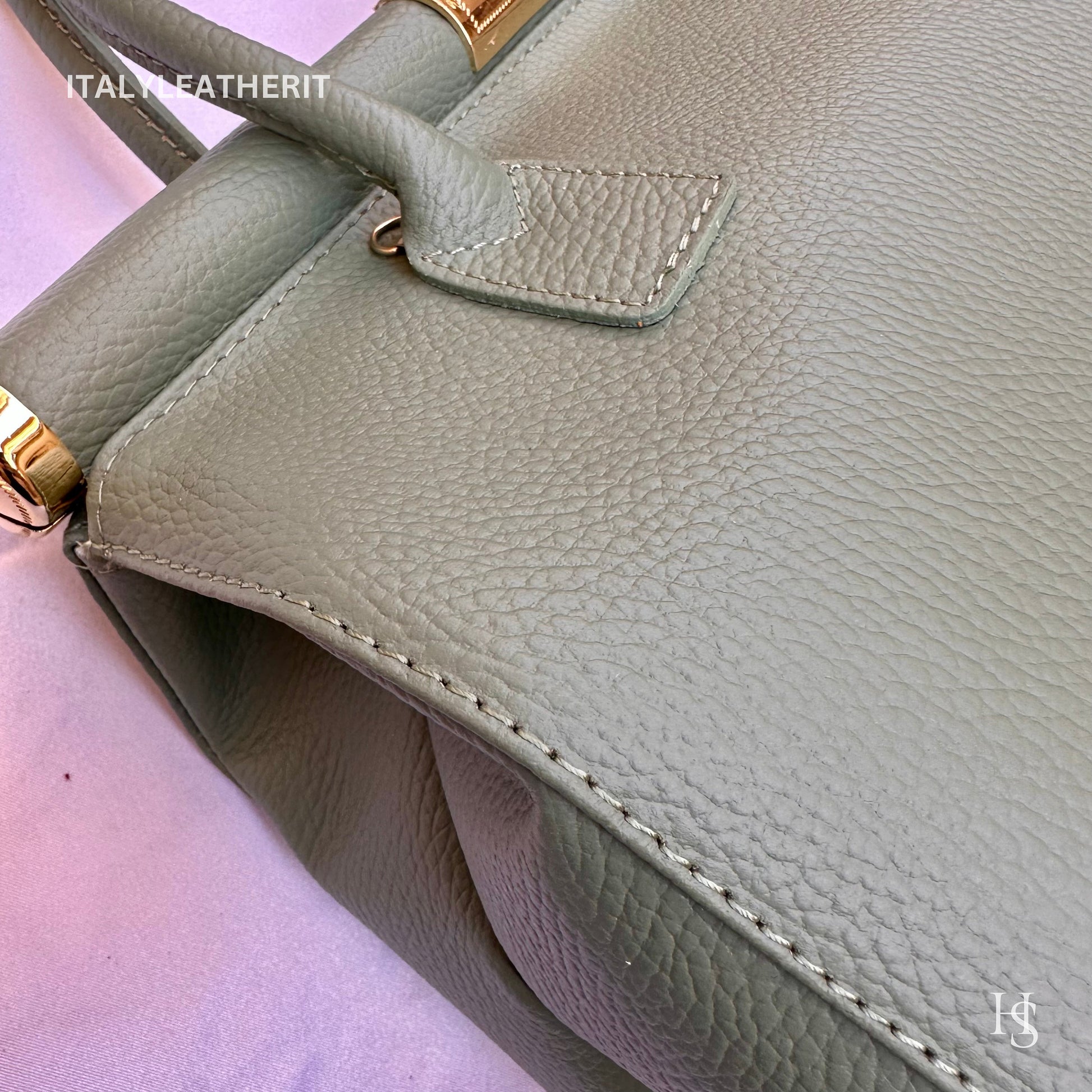 Italian Handmade Leather Bags For Women l l Elegant Leather Tote From Florence, pistachio bag, Lock bag, Made in Italy