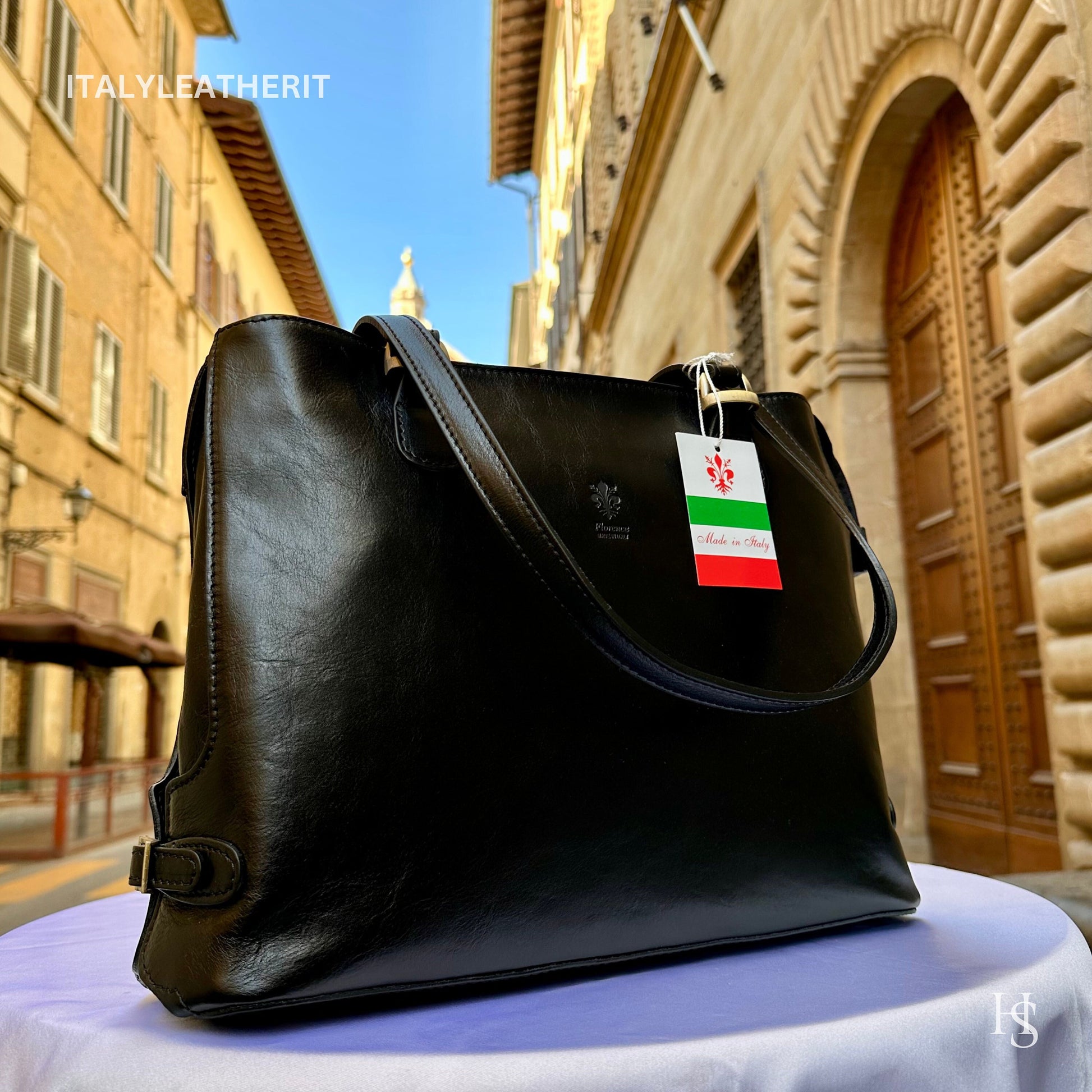 Italian Handmade Leather Bags For Women l l Elegant Leather Tote From Florence, black leather bag, Made in Italy