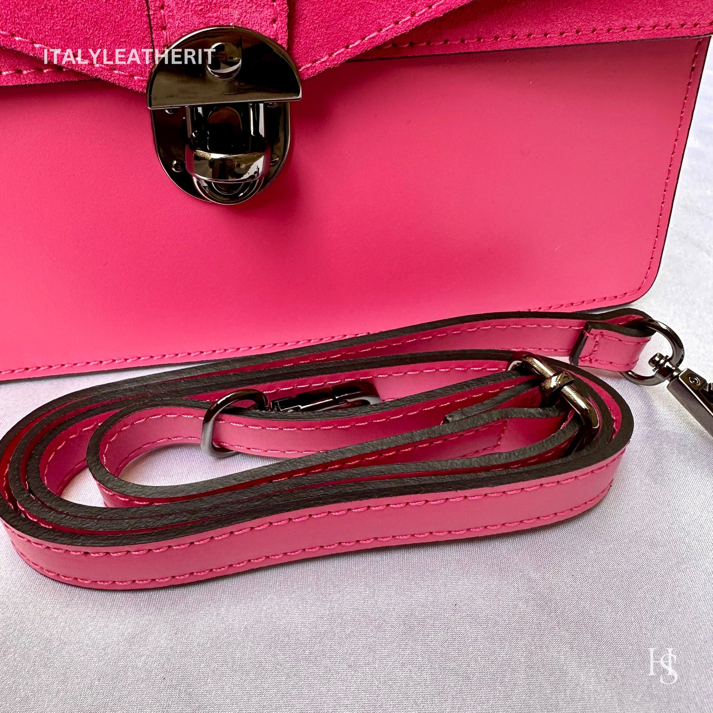 Italian Handmade Leather Bags For Women | Elegant Fuchsia Tote Bag From Florence | Made in Italy