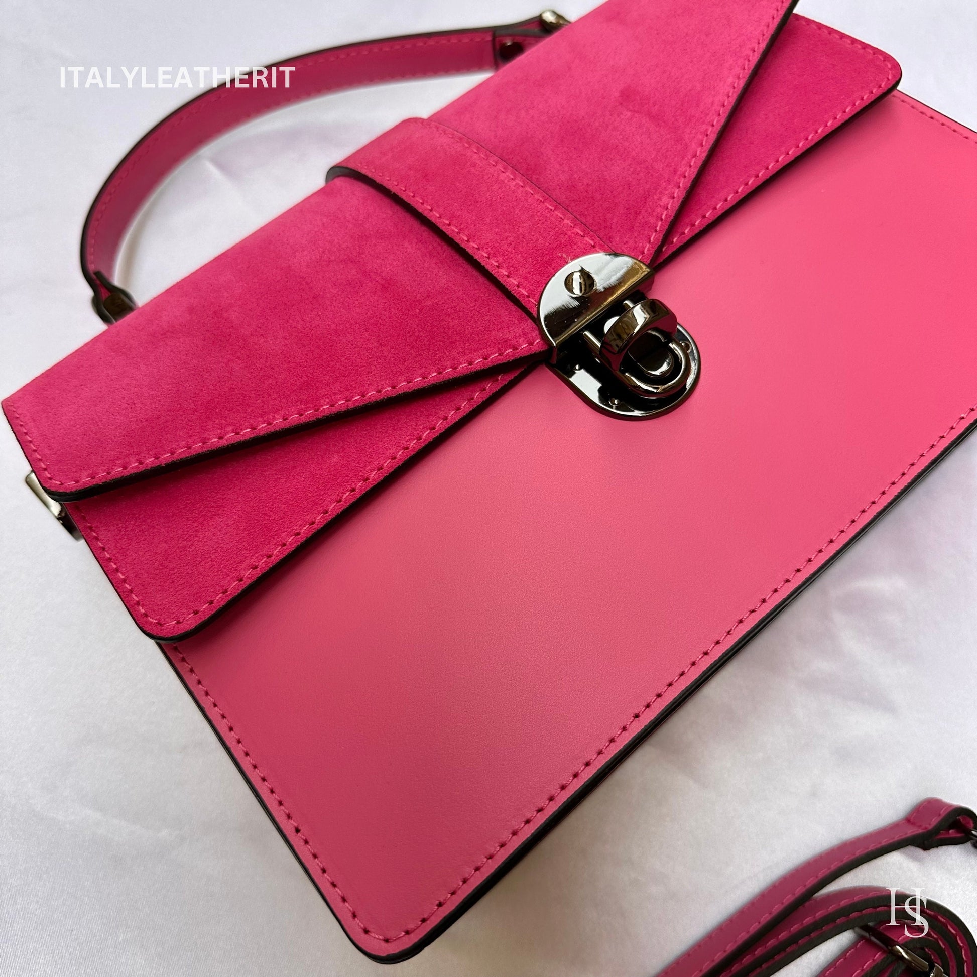 Italian Handmade Leather Bags For Women | Elegant Fuchsia Tote Bag From Florence | Made in Italy