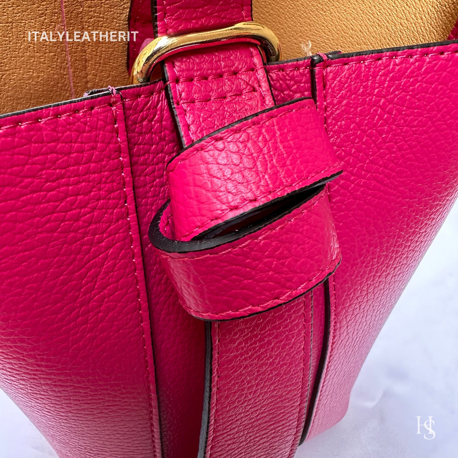 Italian Handmade Leather Bags For Women l l Elegant Leather Tote From Florence, Bucket bag, fuchsia tote, fashion bag
