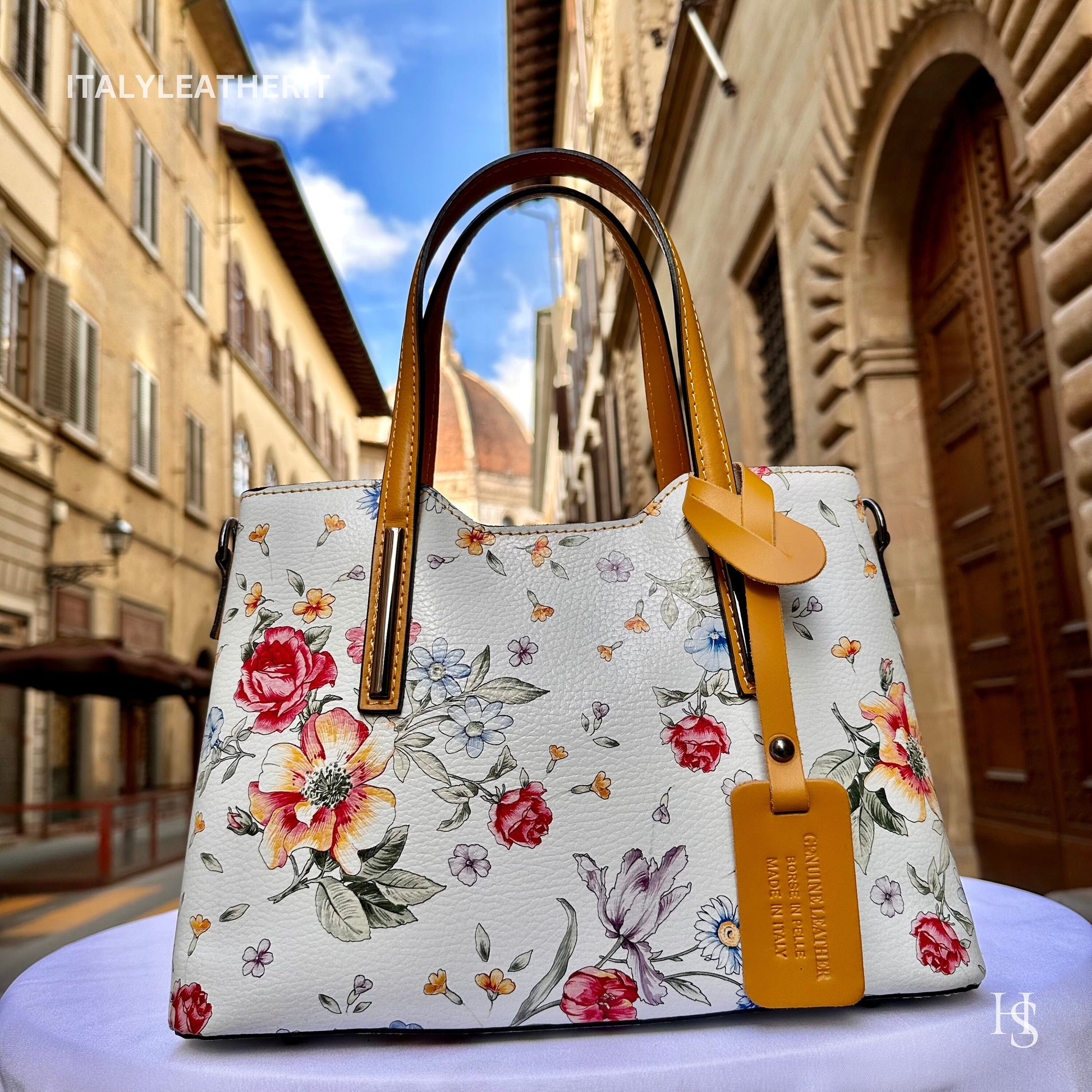 Italian Handmade Leather Bags For Woman l l Elegant Leather Tote From Florence || Made in Italy , Flower Purse