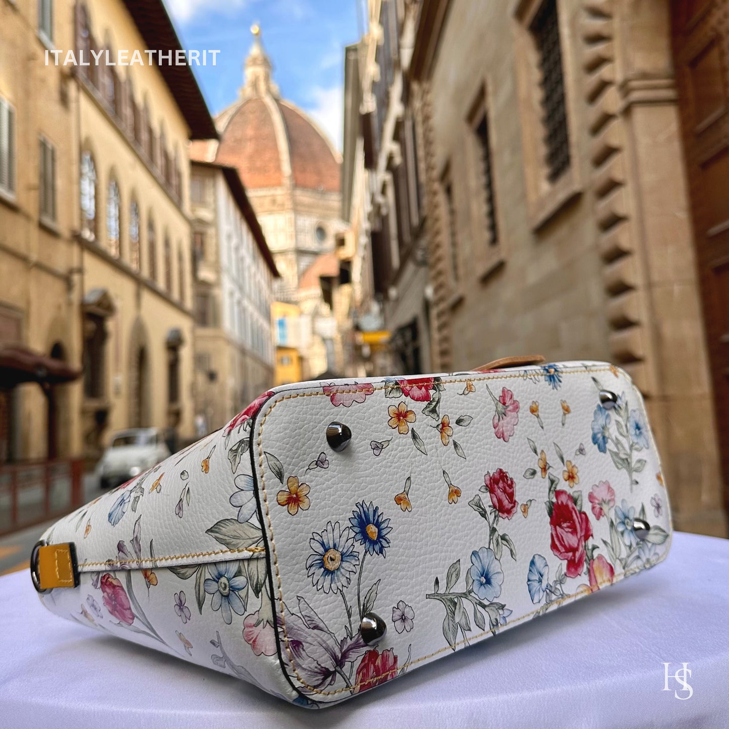Italian Handmade Leather Bags For Woman l l Elegant Leather Tote From Florence || Made in Italy , Flower Purse