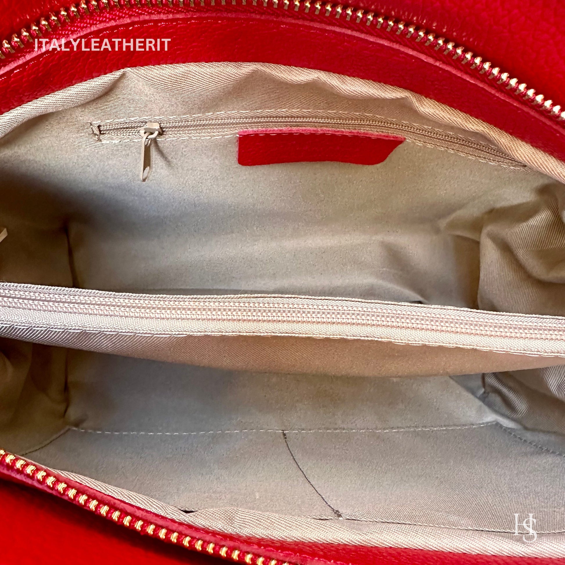 Italian Handmade Leather Bags For Women | Elegant Red Leather Tote From Florence | Made in Italy