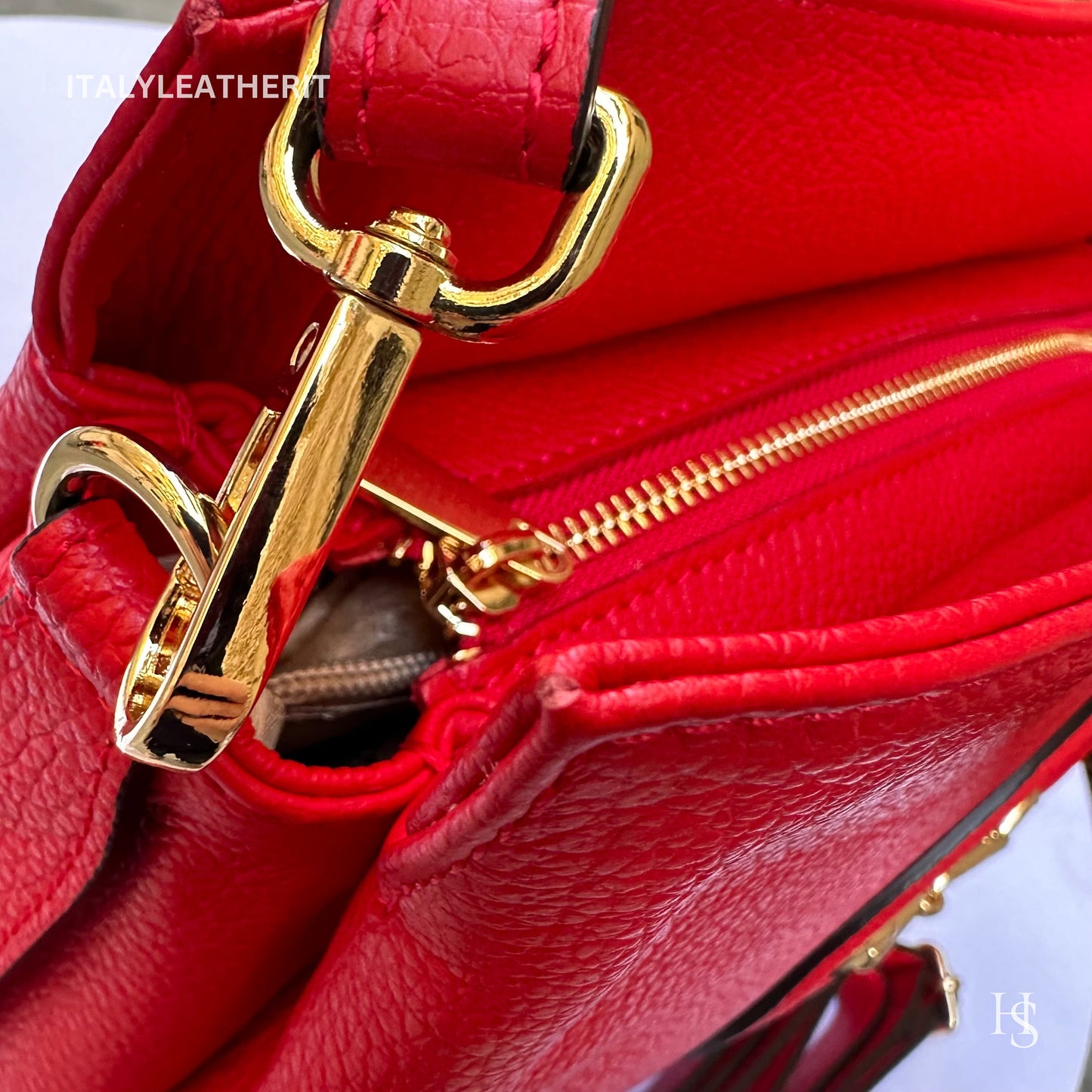 Italian Handmade Leather Bags For Women | Elegant Red Leather Tote From Florence | Made in Italy