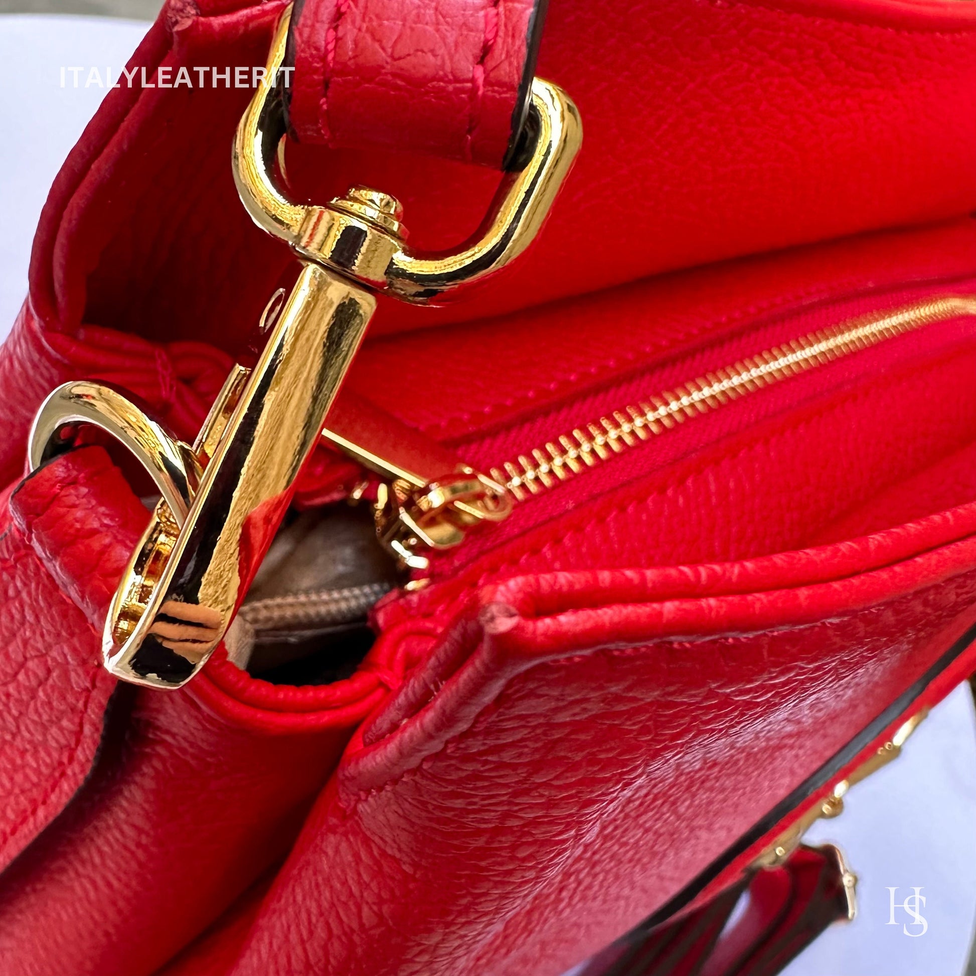 Italian Handmade Leather Bags For Women | Elegant Red Leather Tote From Florence | Made in Italy
