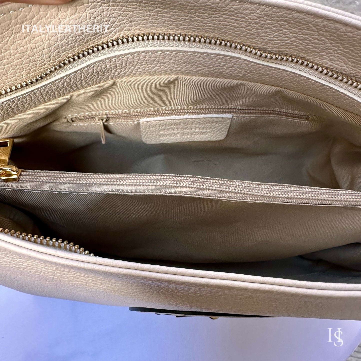Italian Handmade Leather Bags For Women | Elegant Beige Tote From Florence | Made in Italy