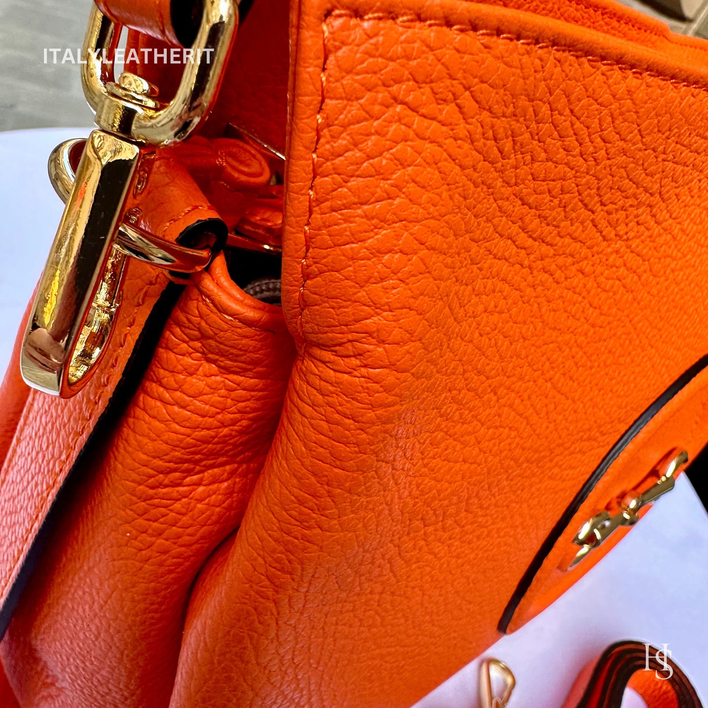 Italian Handmade Leather Bags For Women l l Elegant Leather Tote From Florence, Made in Italy, Orange Tote