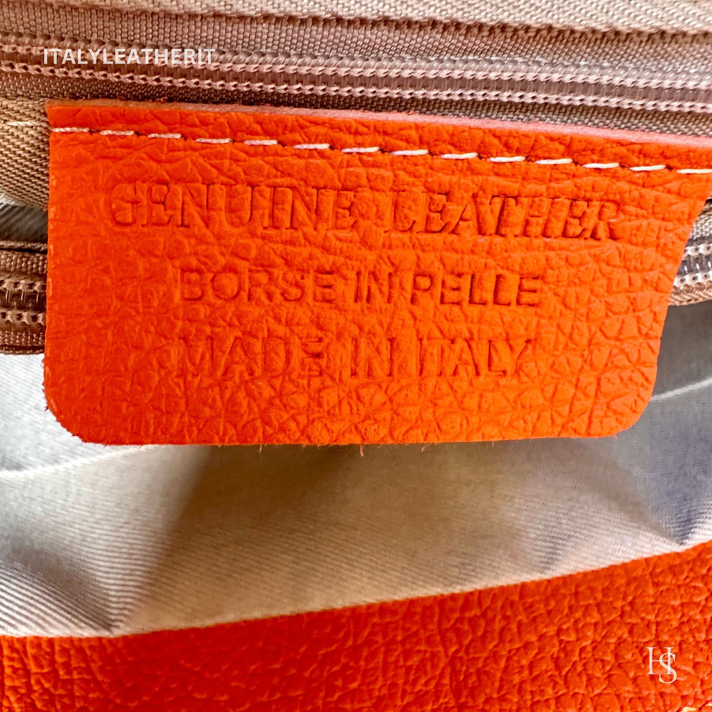 Italian Handmade Leather Bags For Women l l Elegant Leather Tote From Florence, Made in Italy, Orange Tote