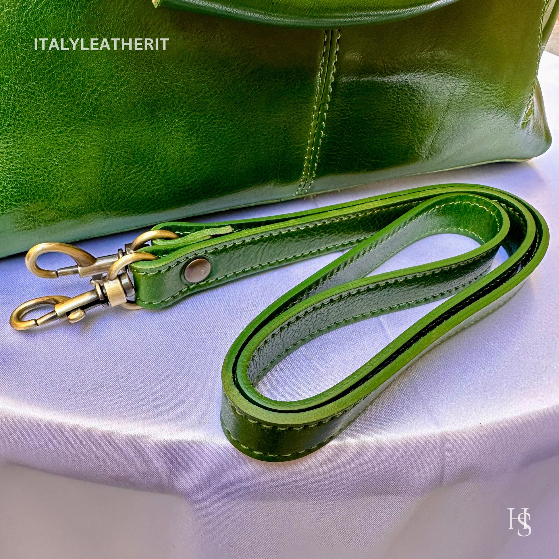 Italian Handmade Leather Bags For Women l l Elegant Leather Tote From Florence, Made in Italy, green shoulder bag