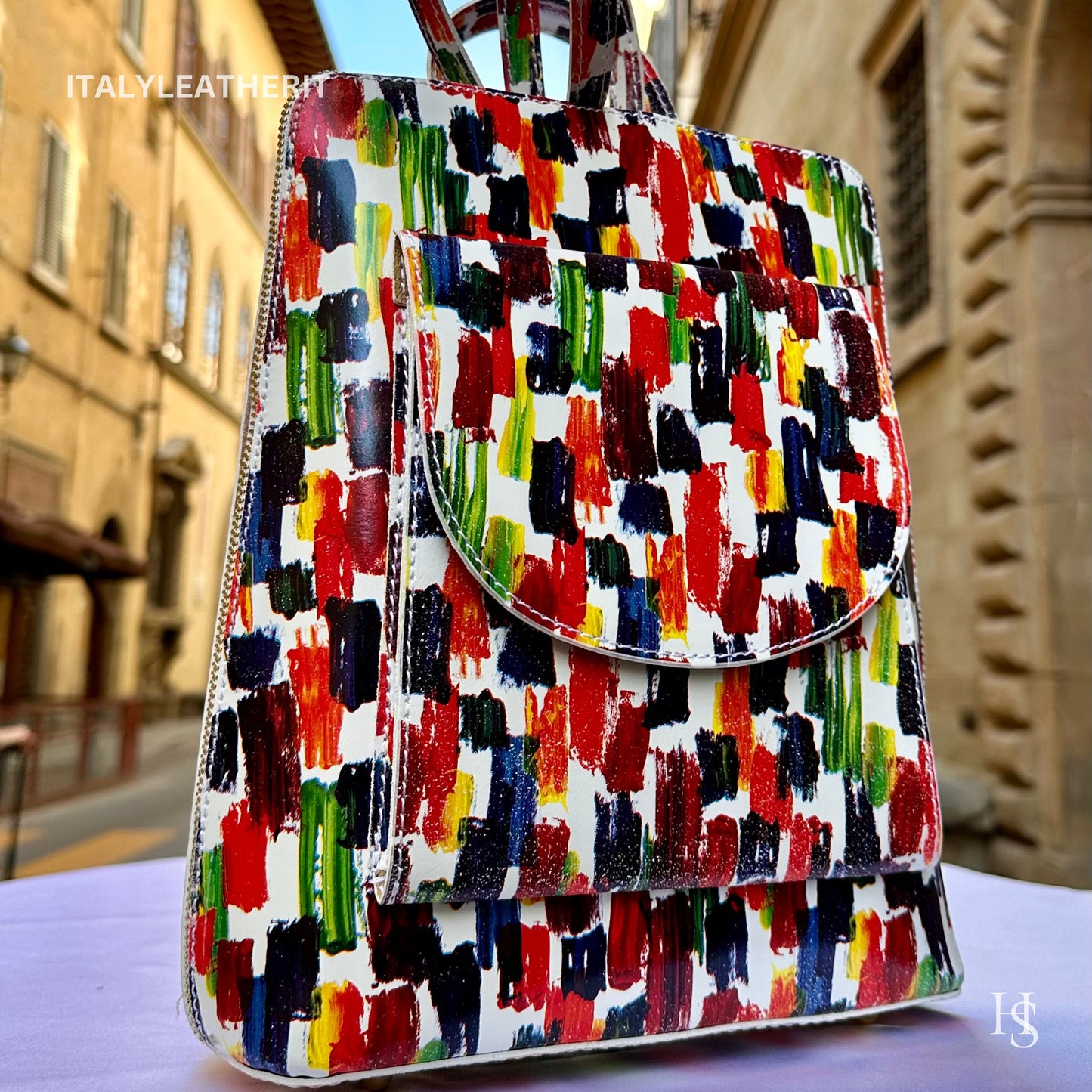 Italian Unisex Handmade Tuscan Leather Backpack From Florence, Made In Italy, Computer bag, Stylish, Authentic, and Durable
