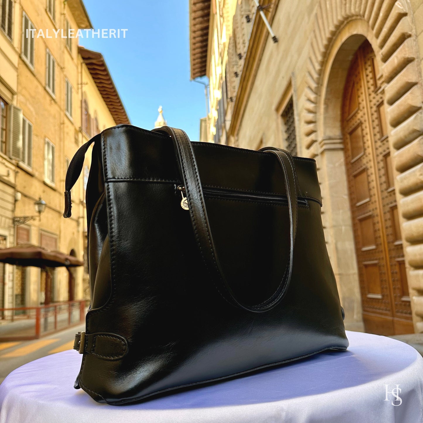 Italian Handmade Leather Bags For Women l l Elegant Leather Tote From Florence, black leather bag, Made in Italy