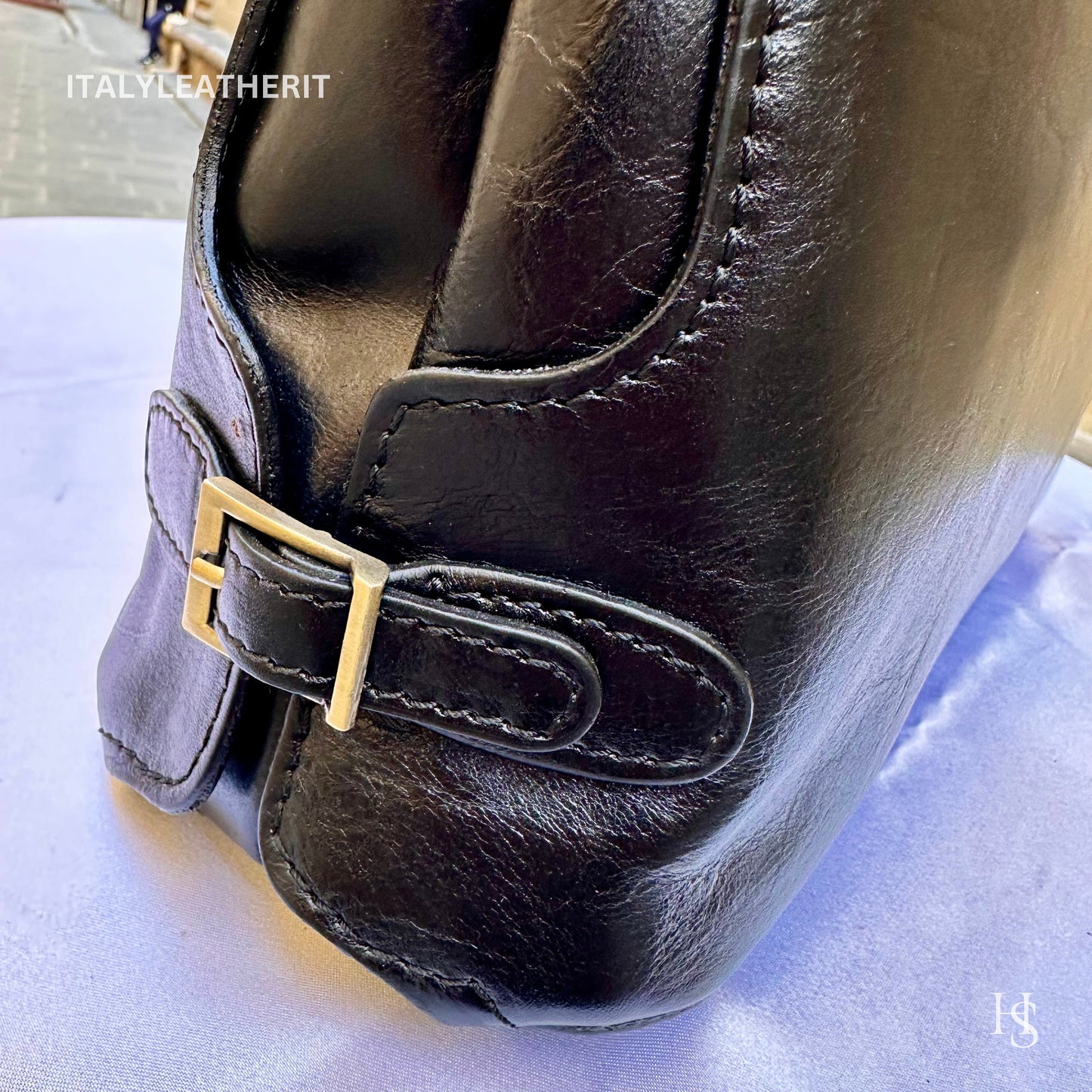 Italian Handmade Leather Bags For Women l l Elegant Leather Tote From Florence, black leather bag, Made in Italy