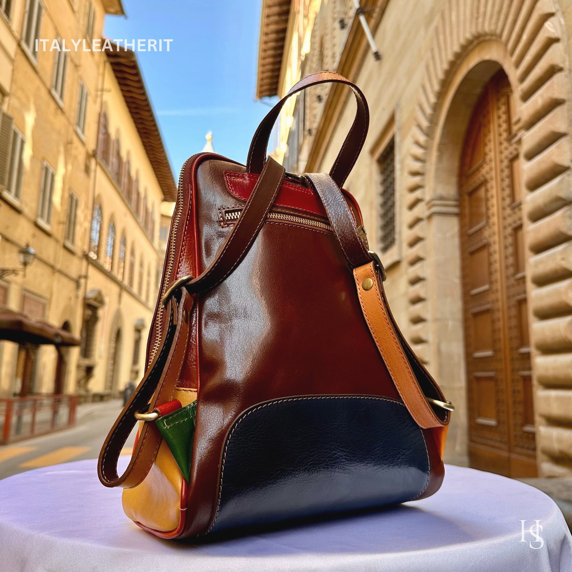 Italian Unisex Handmade Tuscan Leather Backpack From Florence Made In Italy, Stylish, Authentic, and Durable