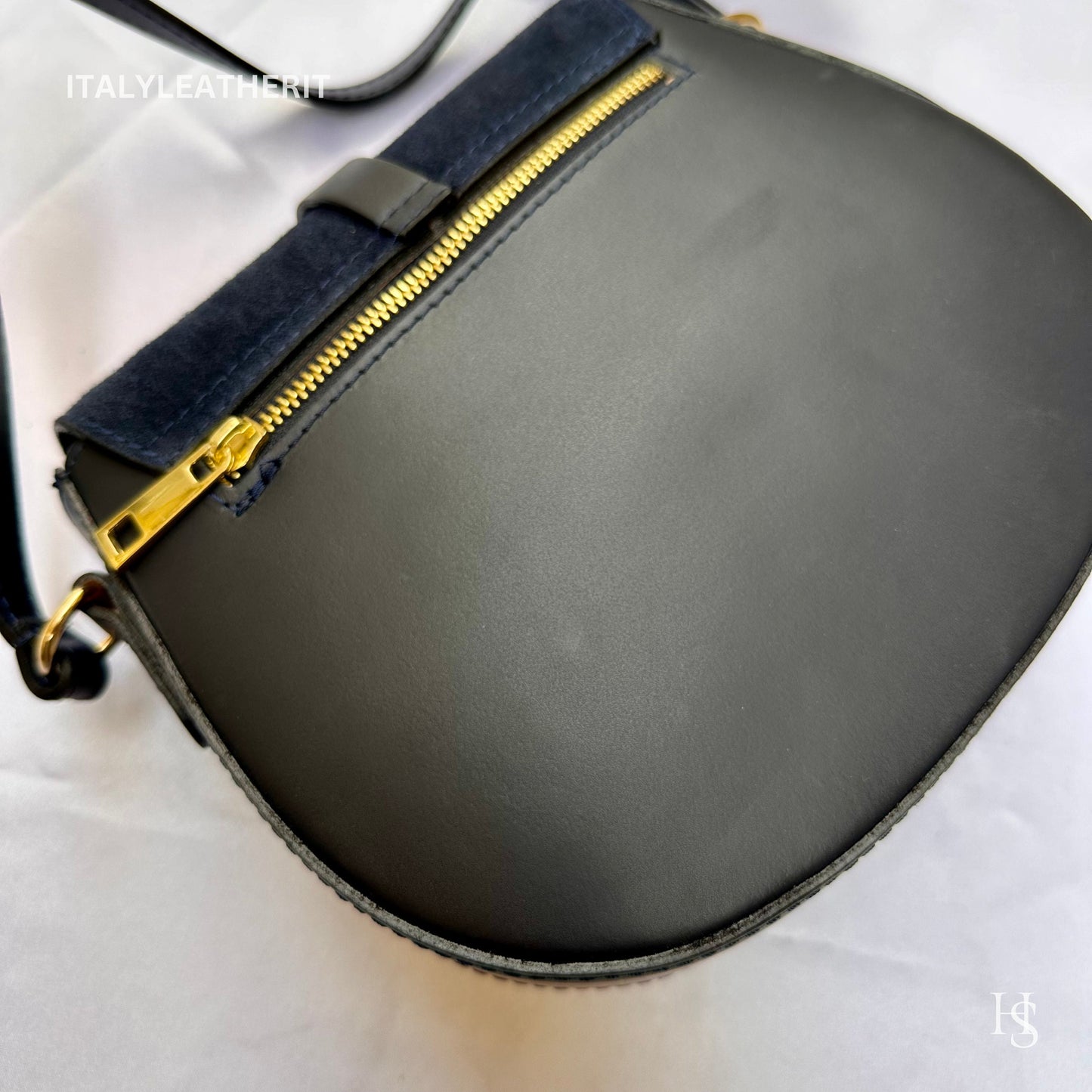 Italian Handmade Leather Bags for Women | Elegant Leather Tote from Florence | Navy Blue Leather Bag, Made in Italy