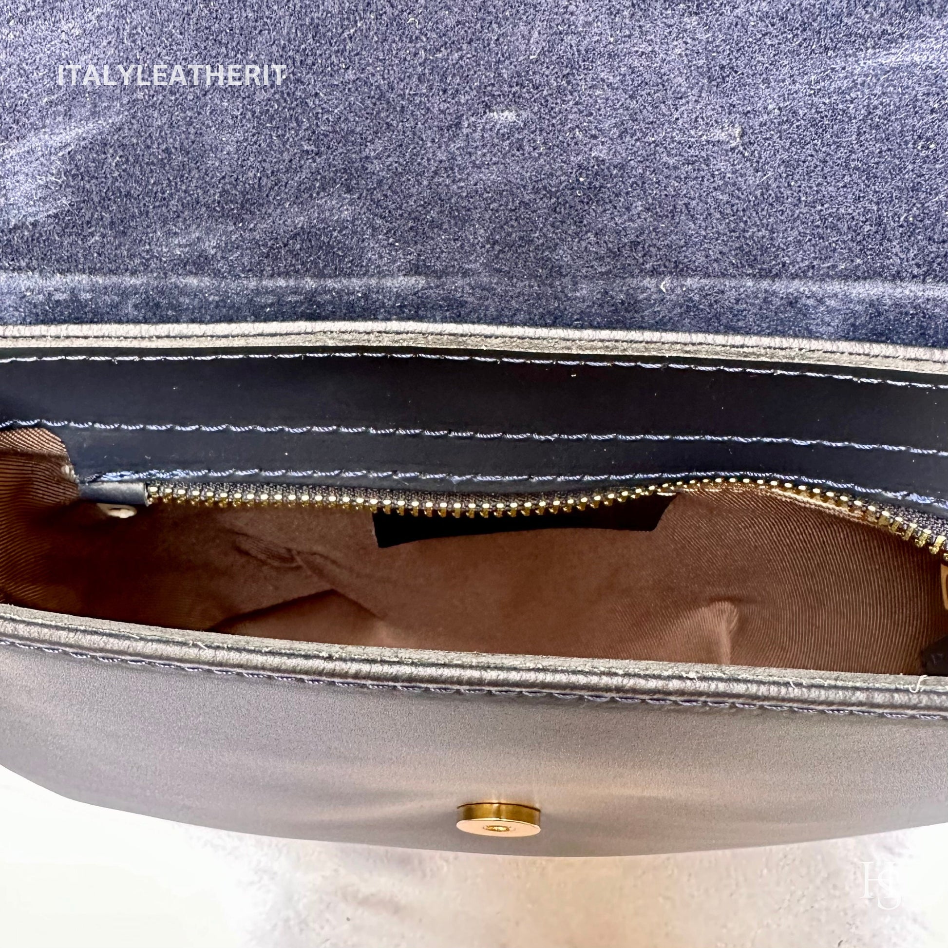 Italian Handmade Leather Bags for Women | Elegant Leather Tote from Florence | Navy Blue Leather Bag, Made in Italy