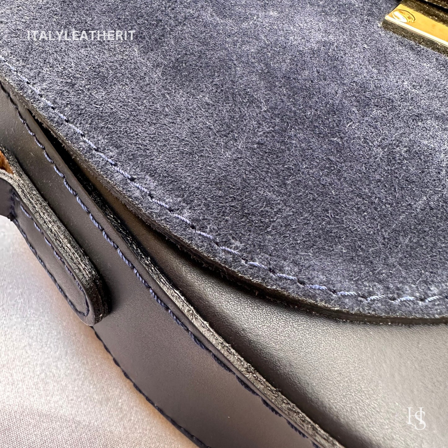 Italian Handmade Leather Bags for Women | Elegant Leather Tote from Florence | Navy Blue Leather Bag, Made in Italy