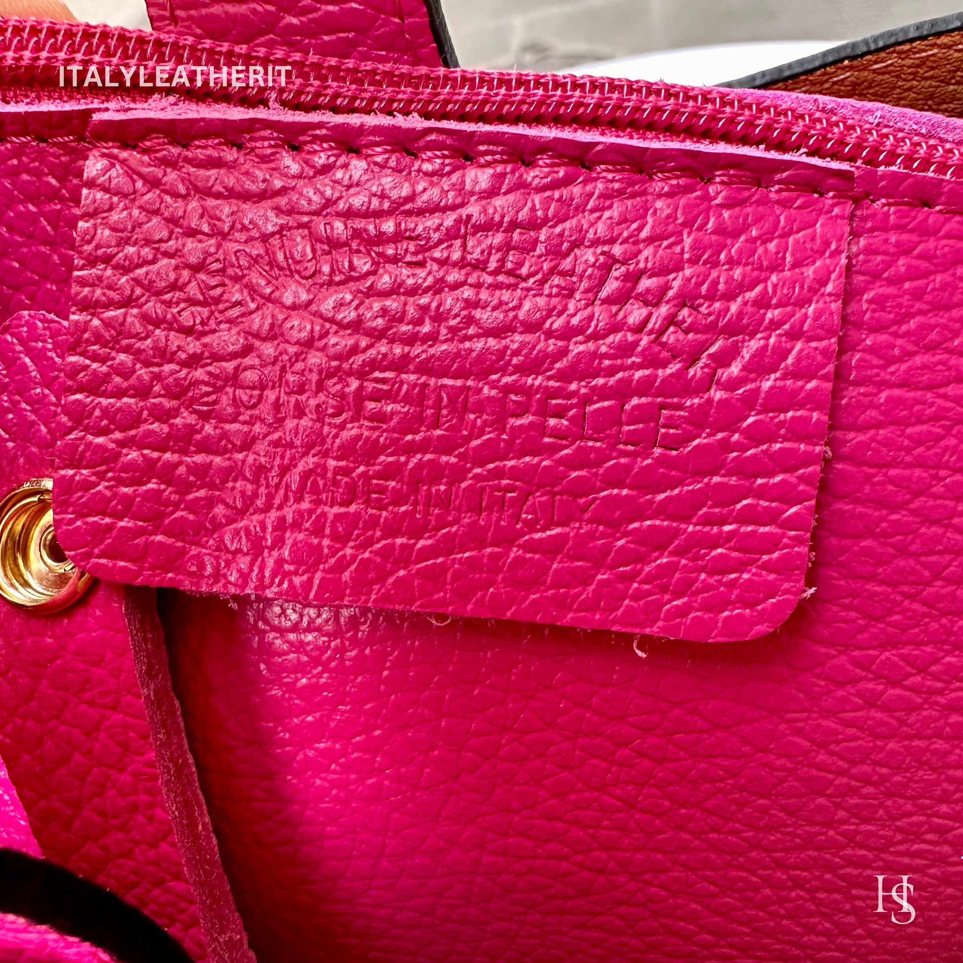 Italian Handmade Leather Bags For Women l l Elegant Leather Tote From Florence, Bucket bag, fuchsia tote, fashion bag