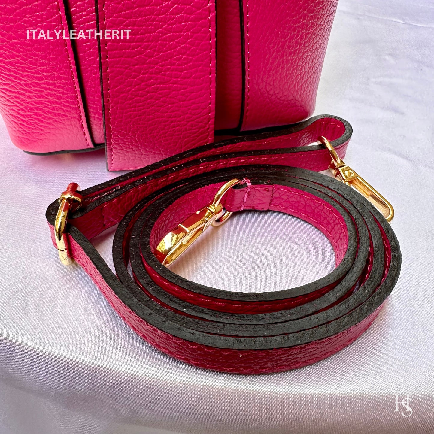 Italian Handmade Leather Bags For Women l l Elegant Leather Tote From Florence, Bucket bag, fuchsia tote, fashion bag