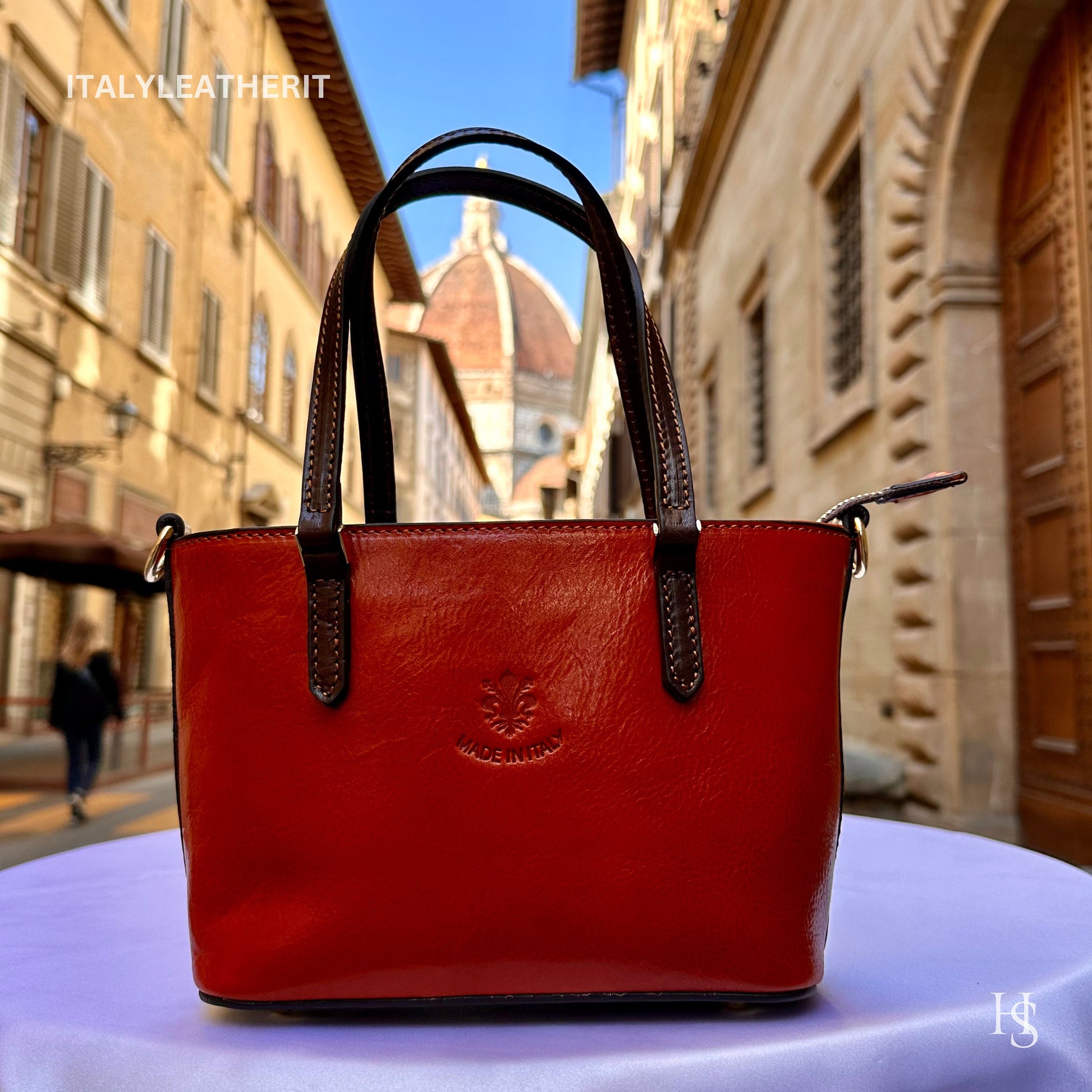 Italian Handmade Leather Bags For Women l Elegant Leather Tote From Florence, Small boat bag, Made in Italy